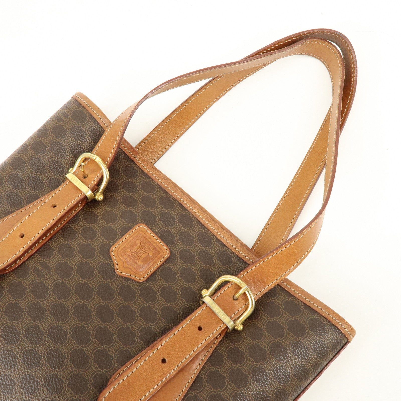 CELINE Macadam PVC Leather Tote Bag Shoulder Bag Brown