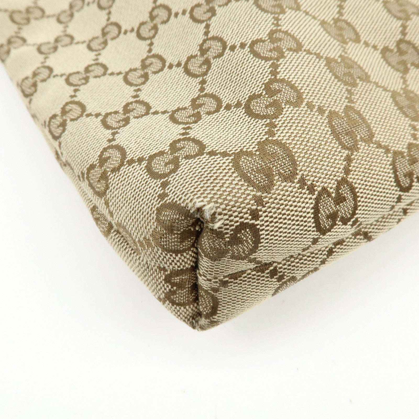 GUCCI GG Canvas Leather Shoulder Crossbody Bag Beige White 388924