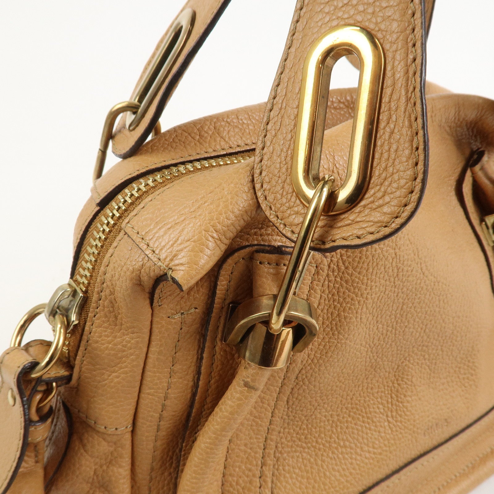 Chloe Paraty Leather 2Way Bag Shoulder Bag Hand Bag Brown