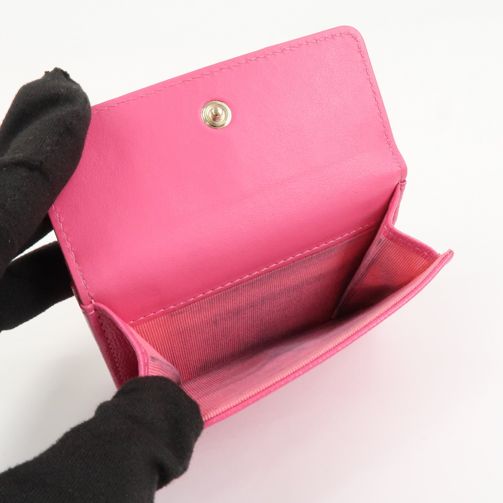 CHANEL COCO Mark Camellia Tri-fold Compact Wallet Pink AP0116