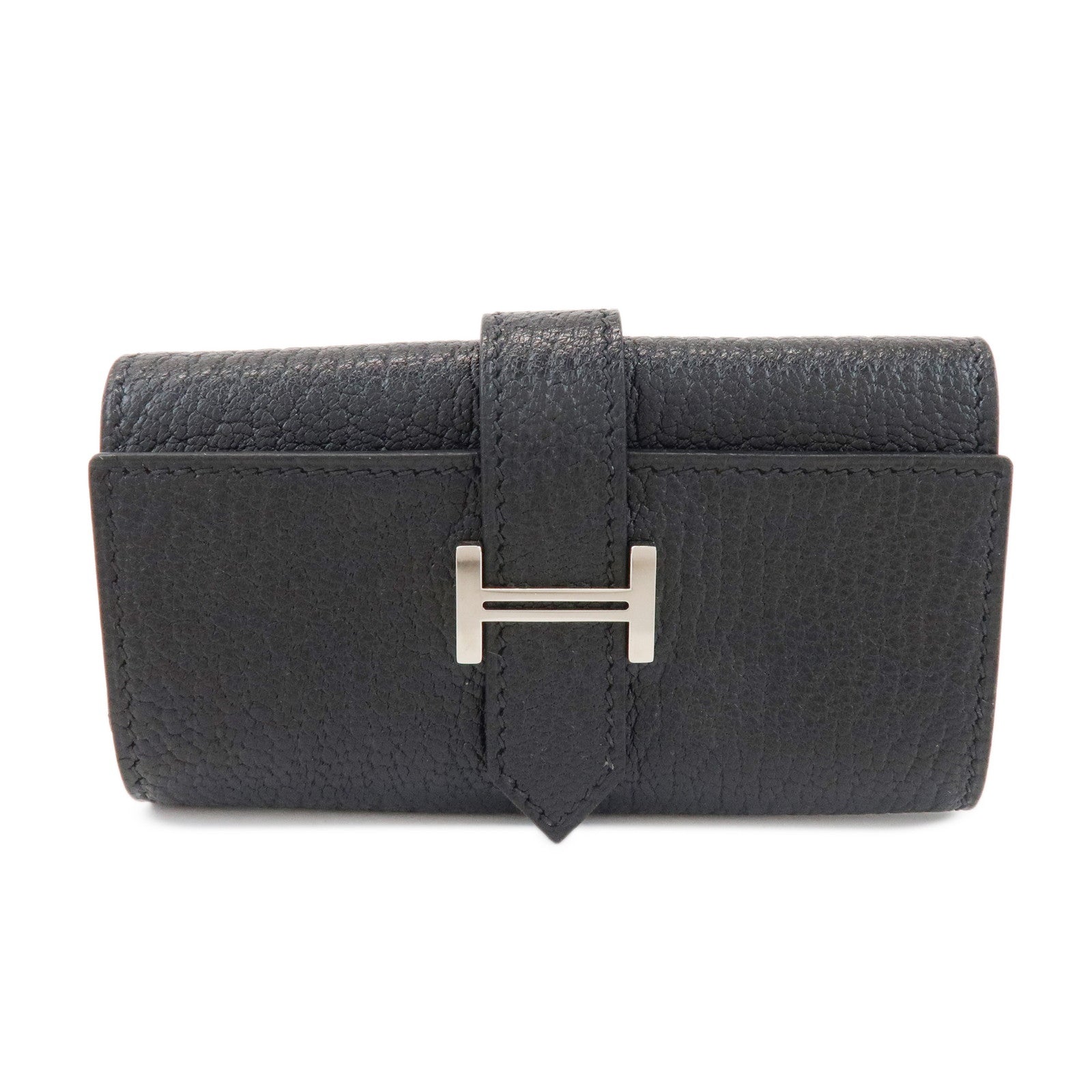 HERMES Bearn Chevre □I Stamped Key Case Key Holder Black