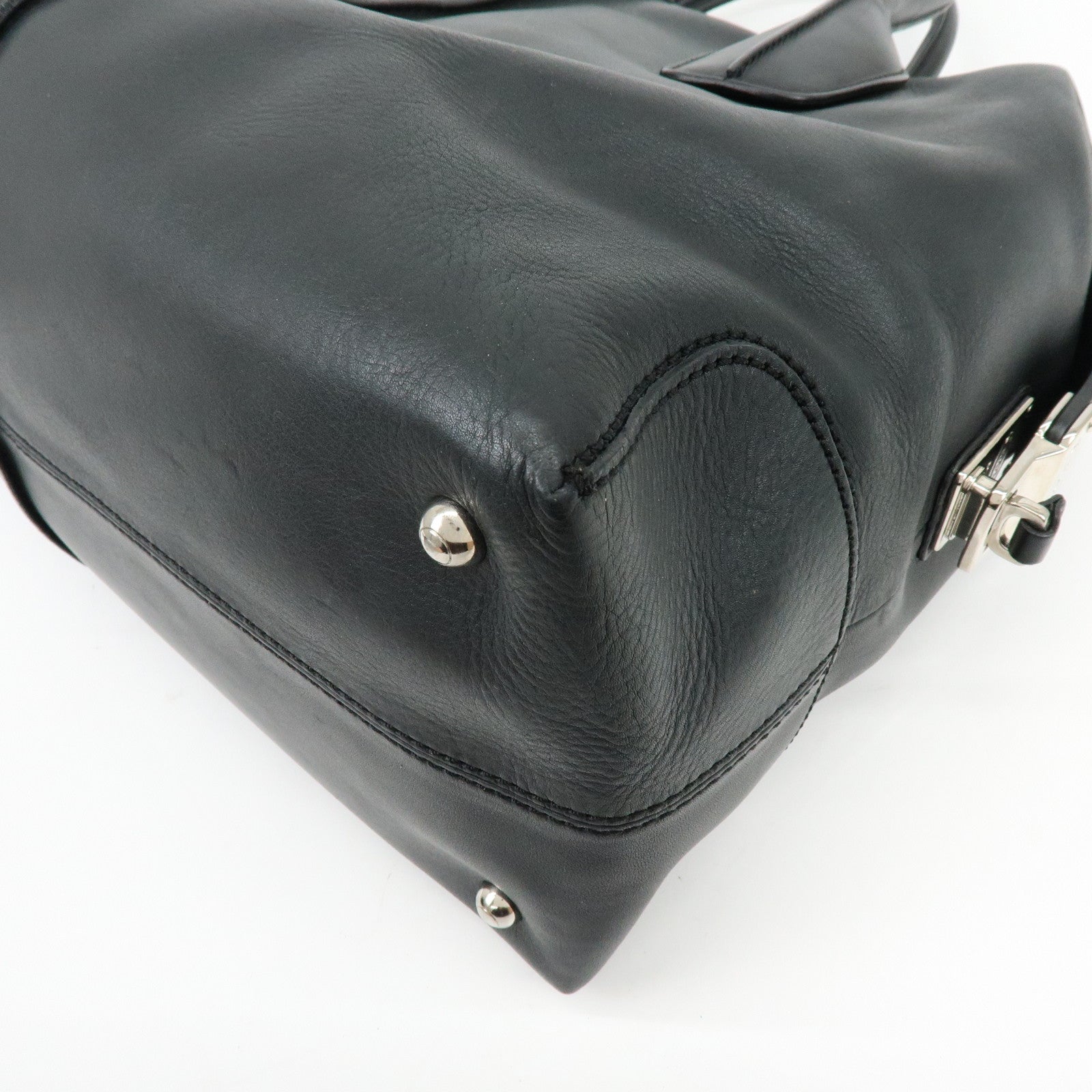 TOD'S D-Styling Leather 2Way Bag Bauletto Bag Shoulder Bag Black