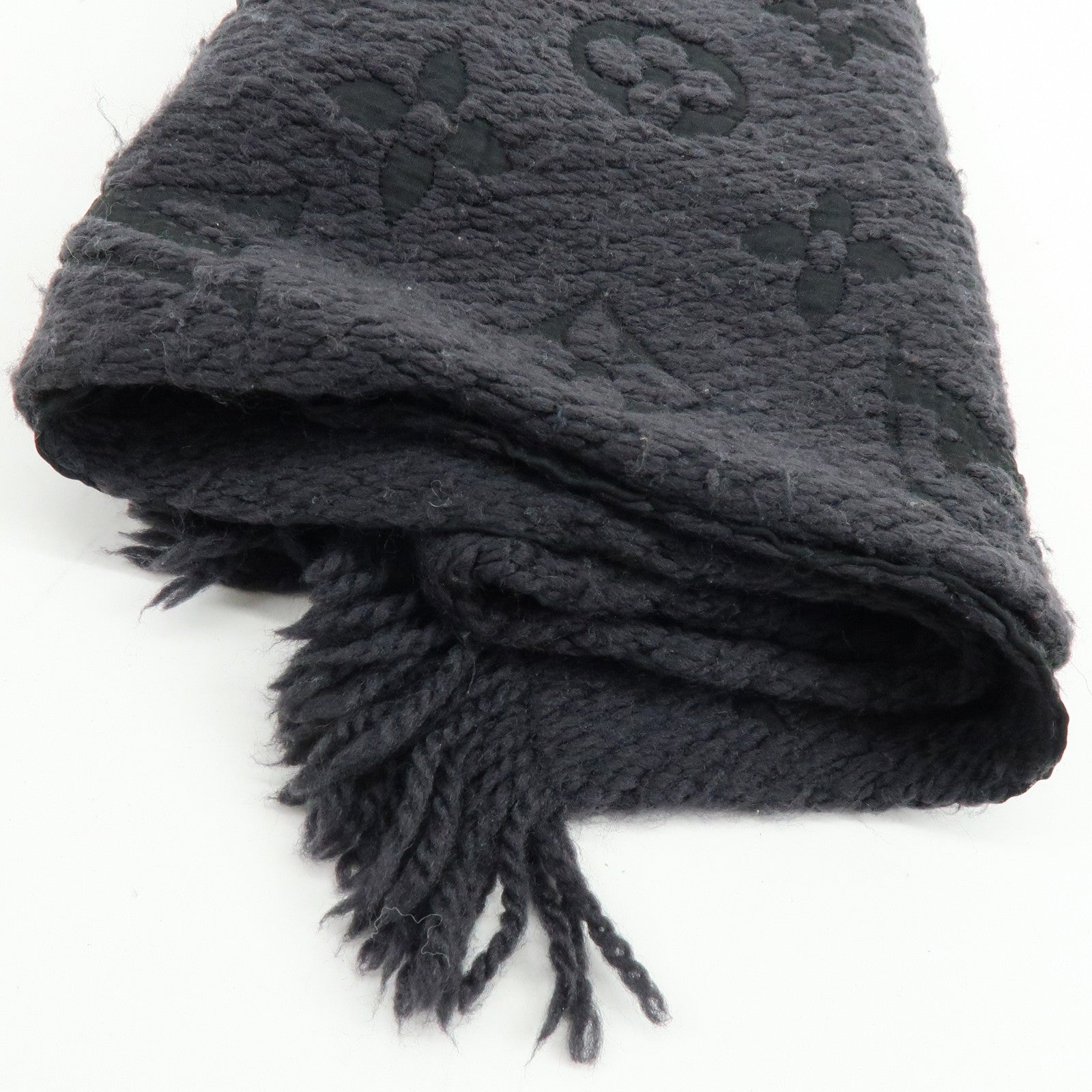 Louis Vuitton Echarpe Logomania Wool Silk Scarf Black M72431