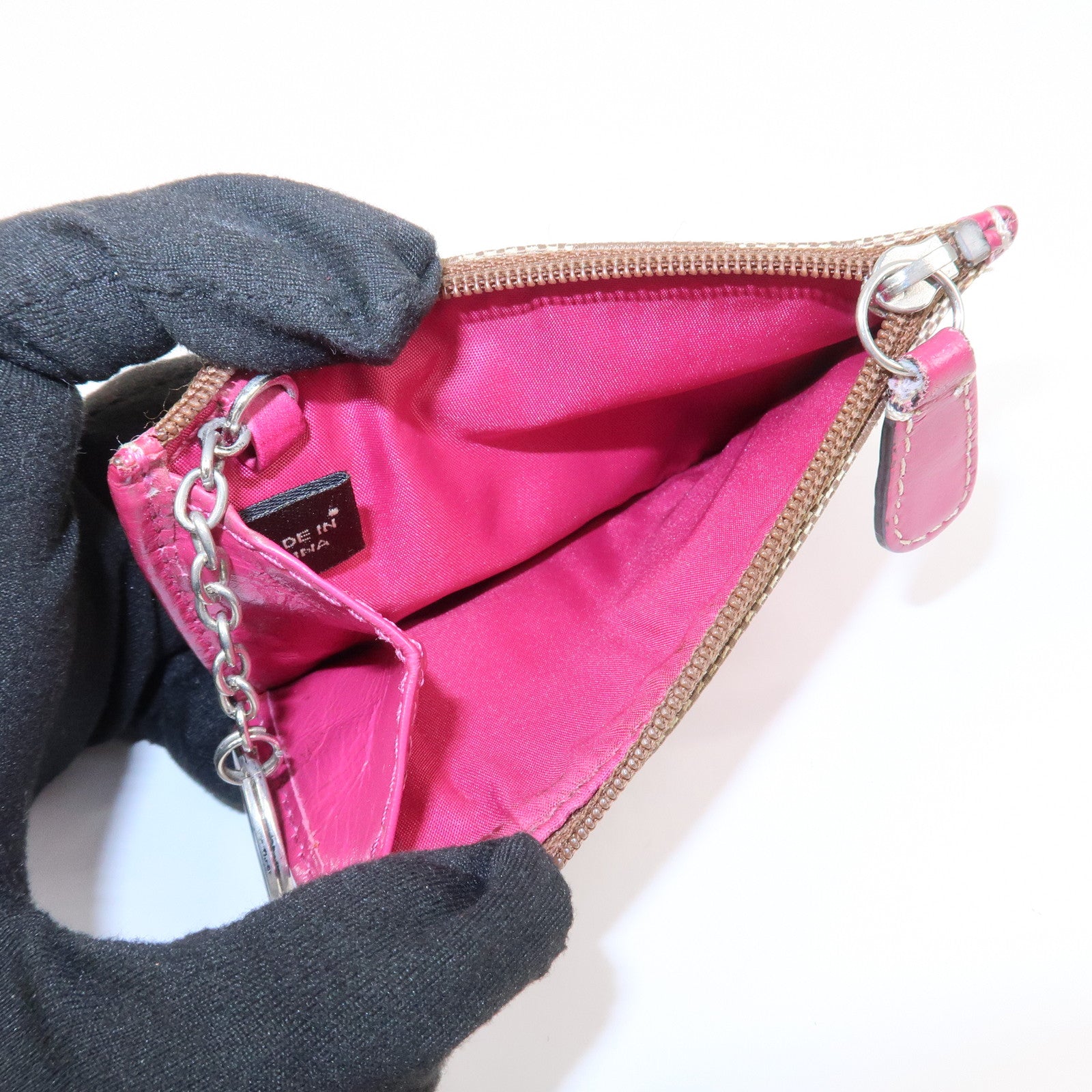 COACH Satin Canvas Set Of 2 Coin Case Card Case Beige Multicolor