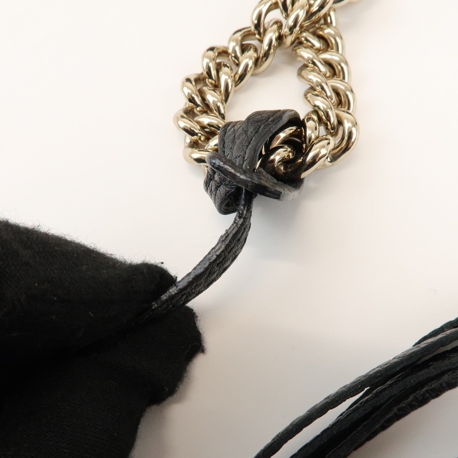 GUCCI SOHO Interlocking G Leather Chain Shoulder Bag Black 308982