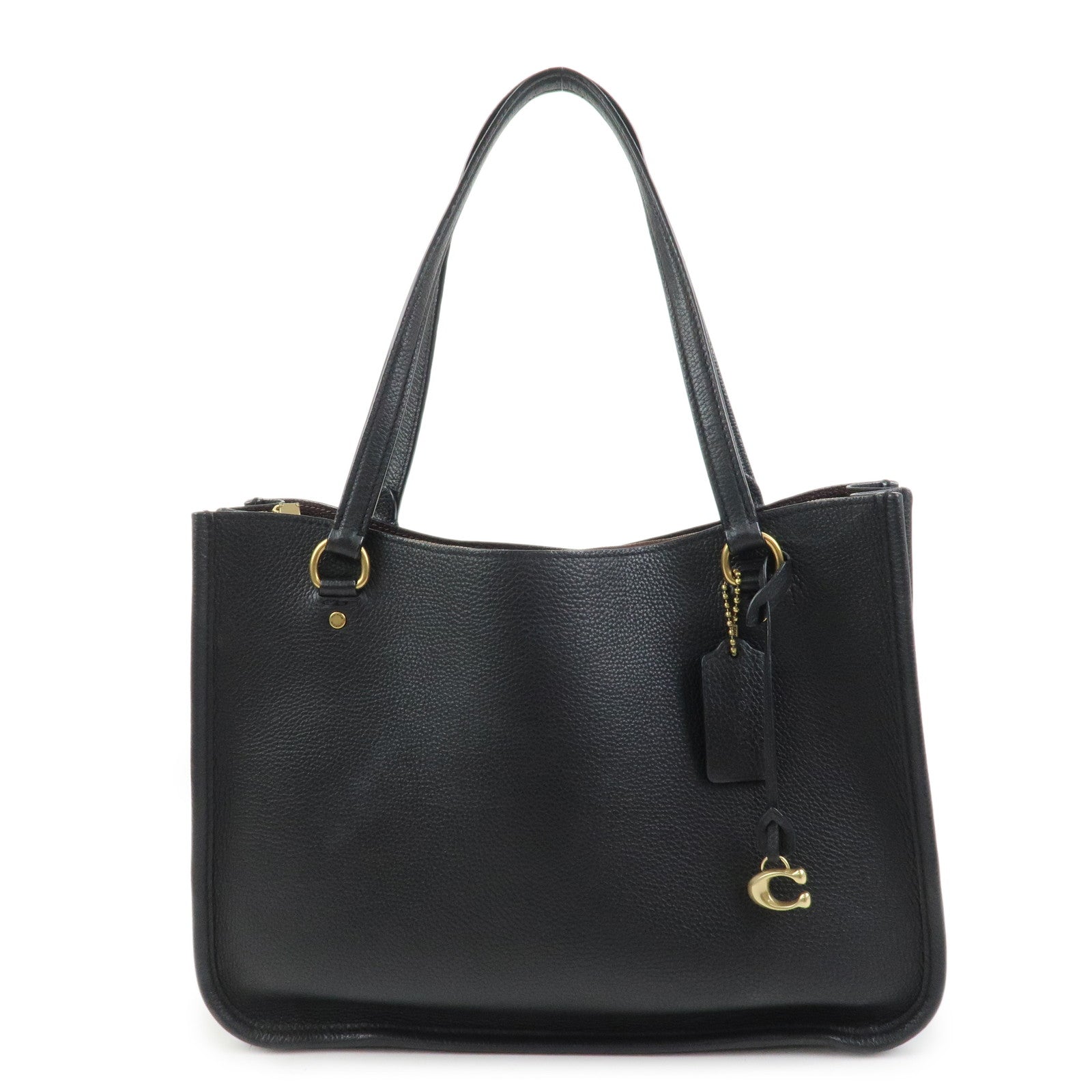 COACH Leather 2Way Shoulder Bag Tote Bag Black