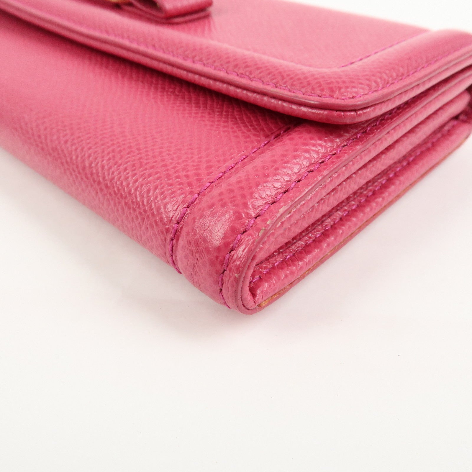 Ferragamo Vara Ribbon Logo Leather Long Wallet Pink