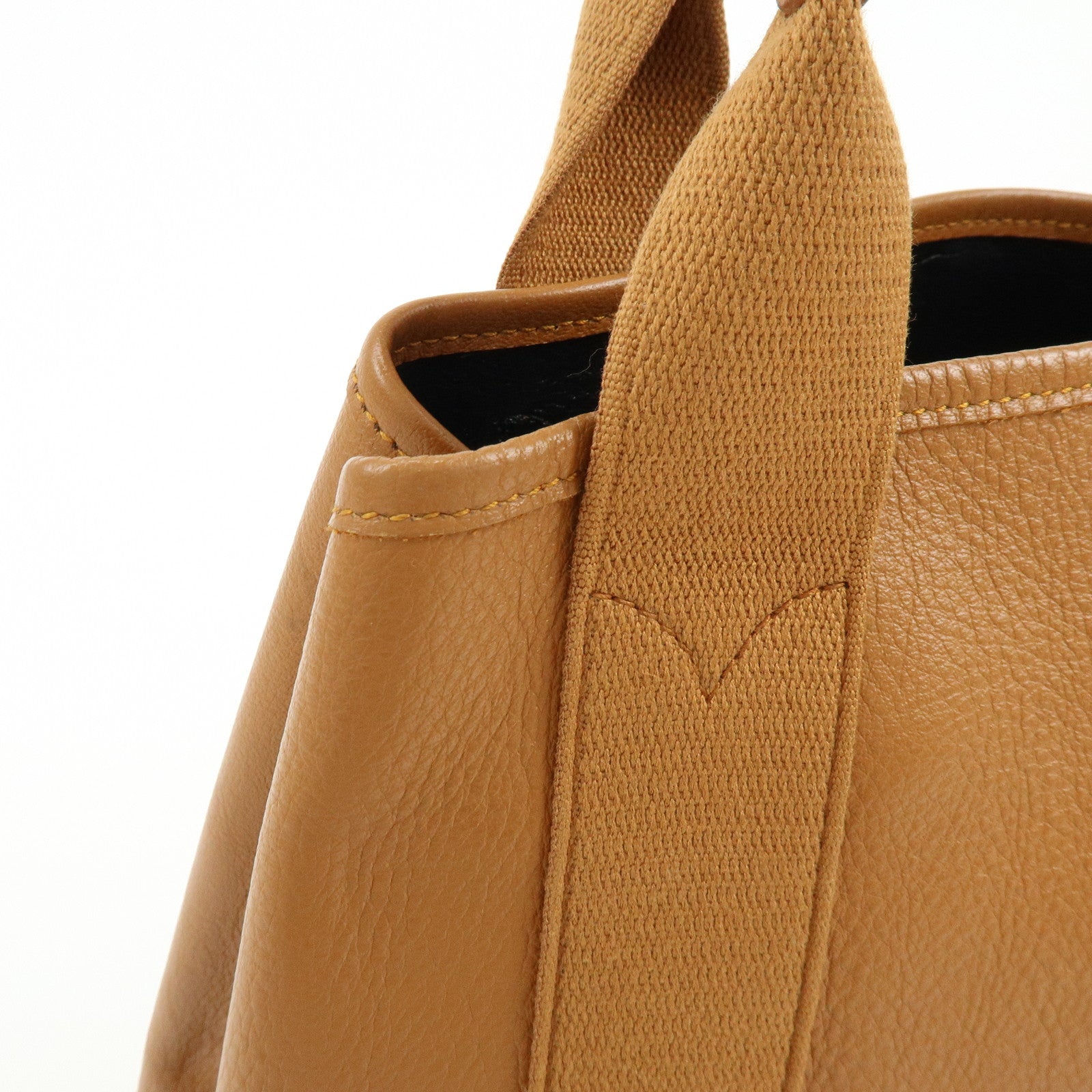 BALENCIAGA Navy Cabas Small Leather Tote Bag Hand Bag Brown 339933