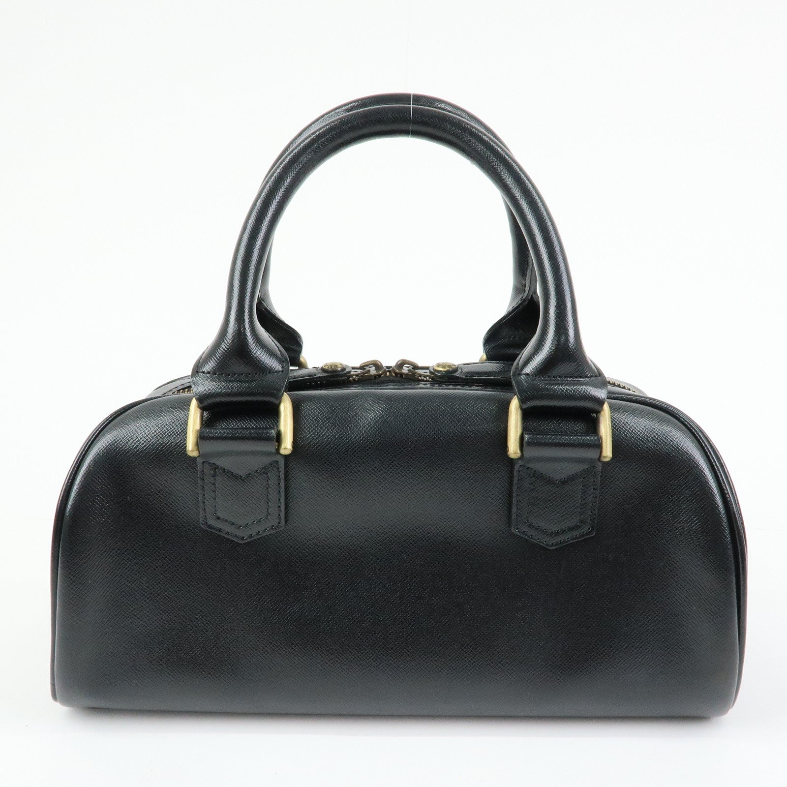 BURBERRY Leather Mini Boston Bag Hand Bag Tote Bag Black