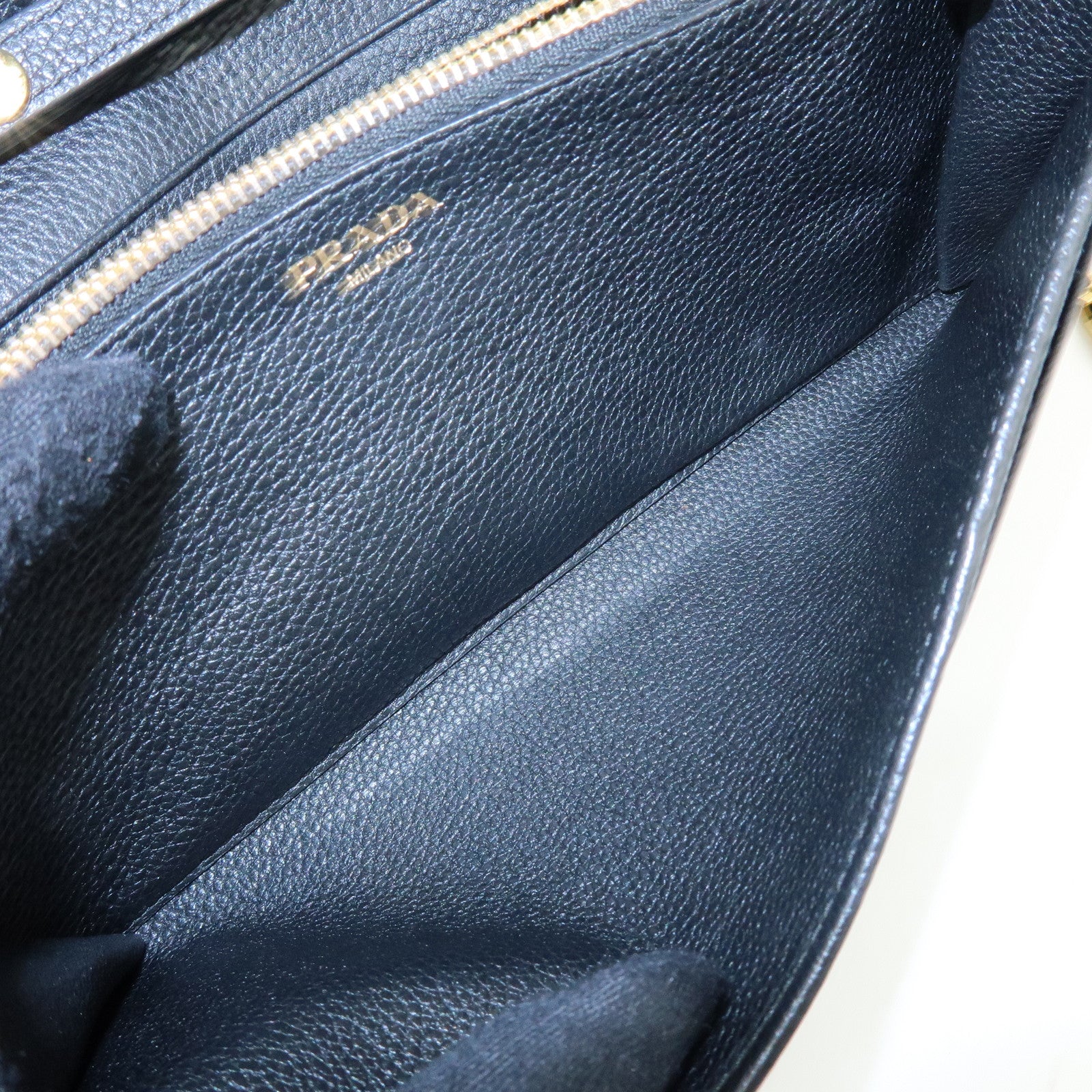 PRADA Saffiano Leather Chain Wallet Shoulder Bag Black 1M1290