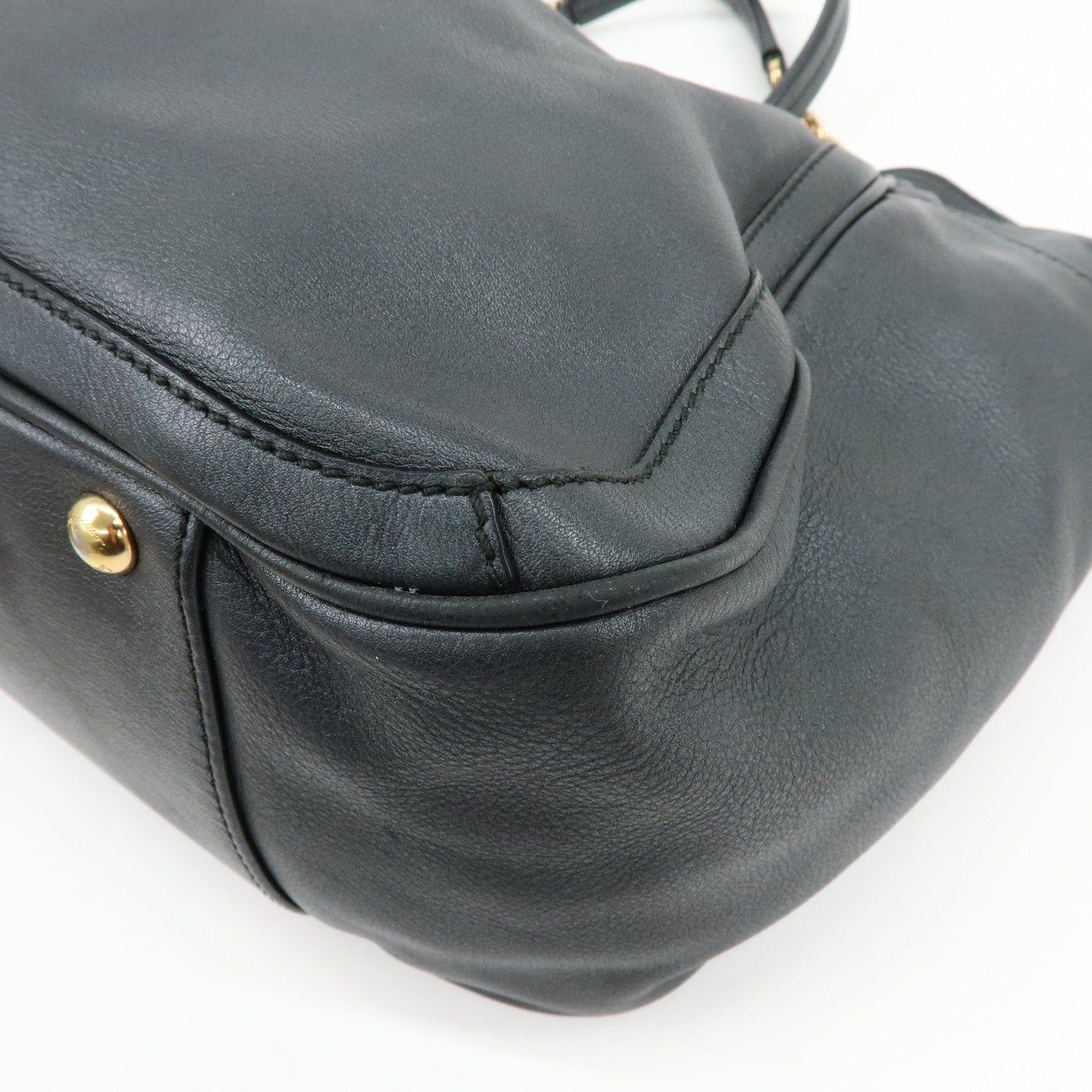 Ferragamo Gancini Leather Chain Tote Bag Shoulder Bag Black