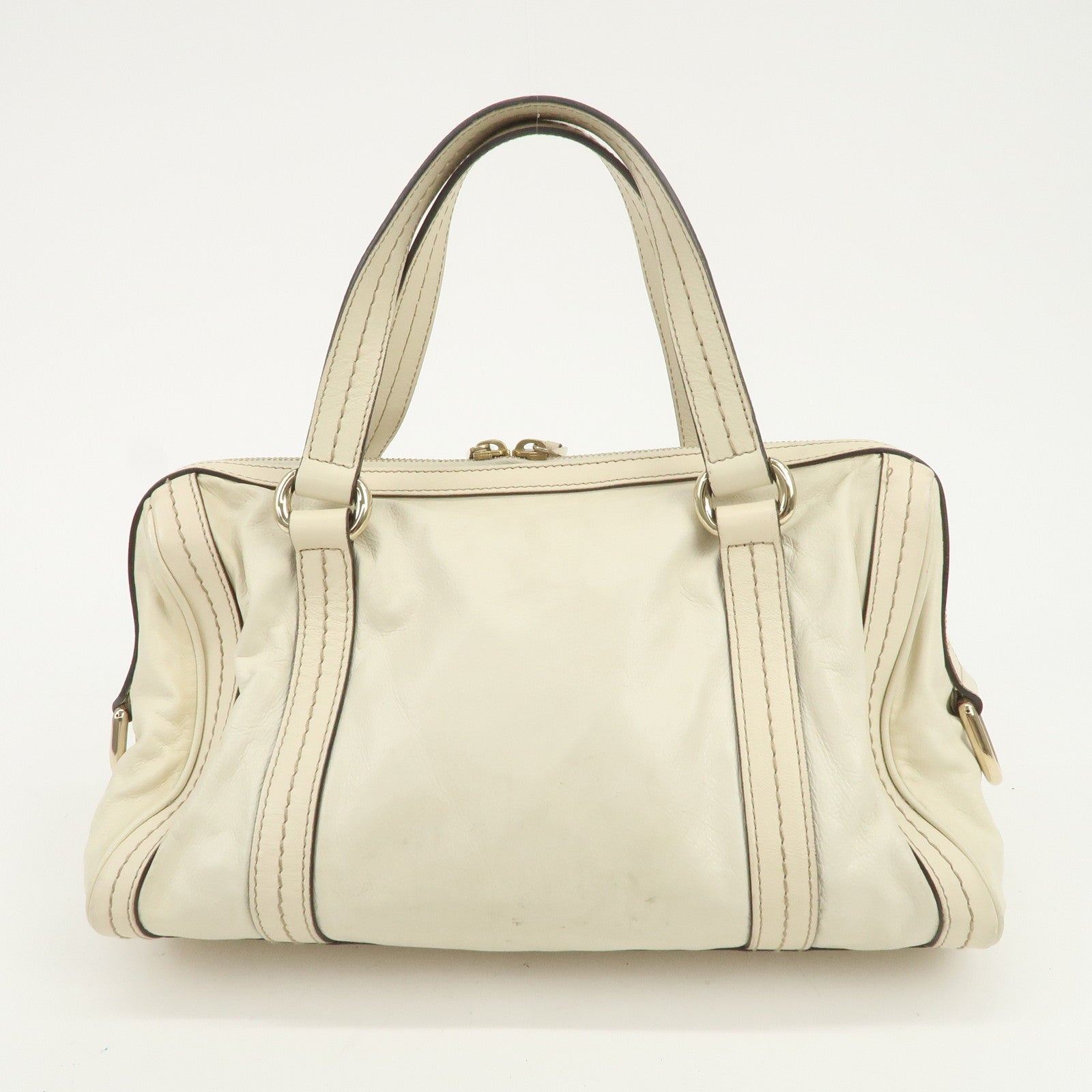 GUCCI Historia Interlocking G Leather Mini Boston Bag Ivory 181487