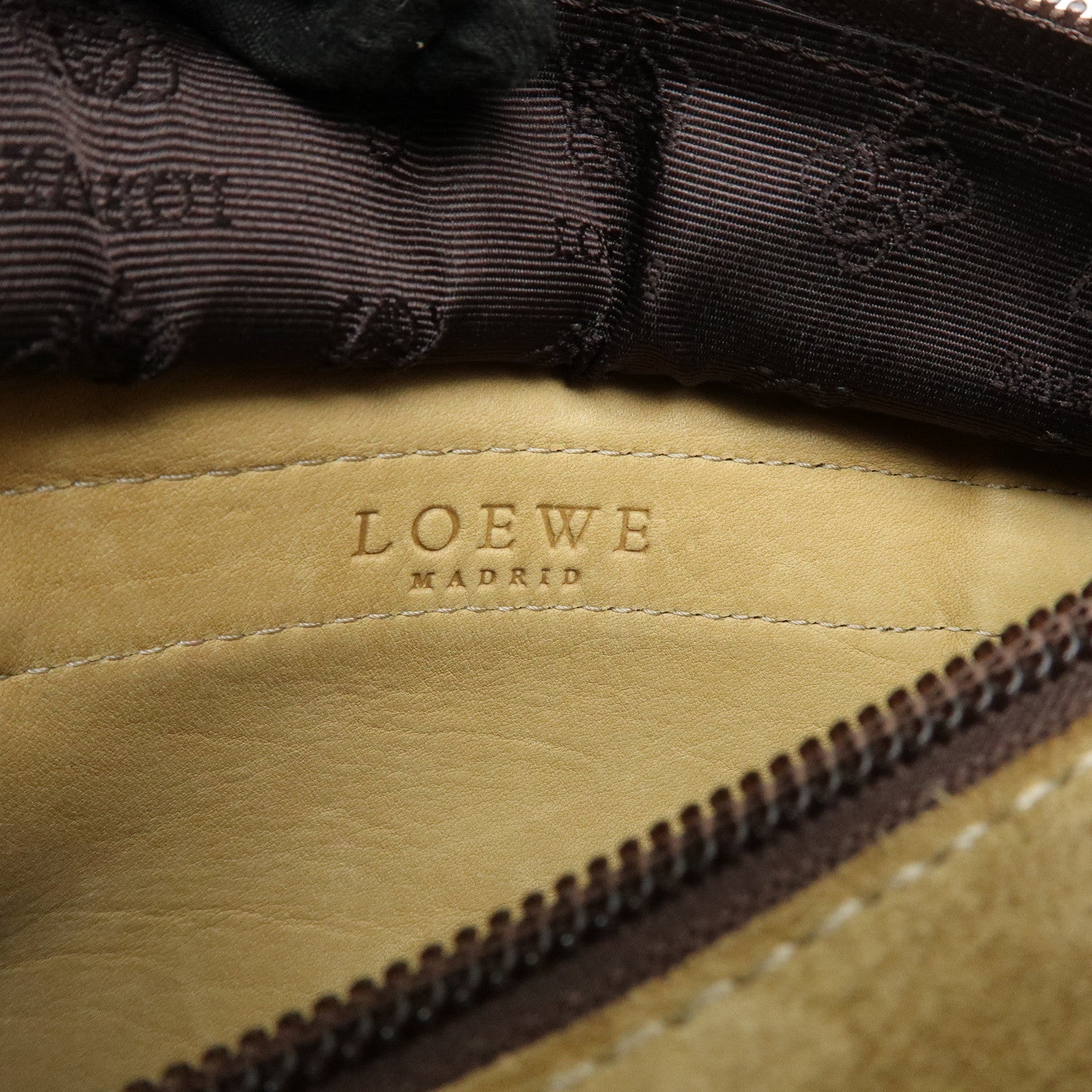 LOEWE Anagram Suede Calf Leather Hand Bag Tote Bag Brown