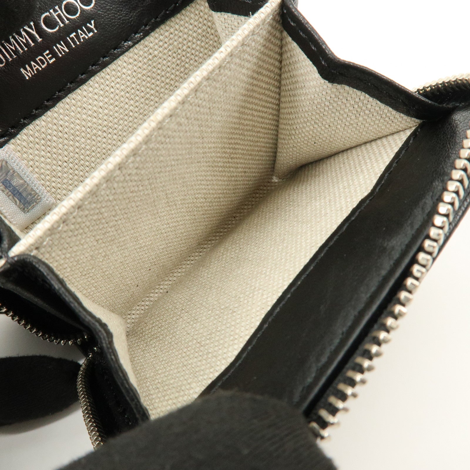 JIMMY CHOO Penny Star Studs Leather Coin Case Coin Wallet Black