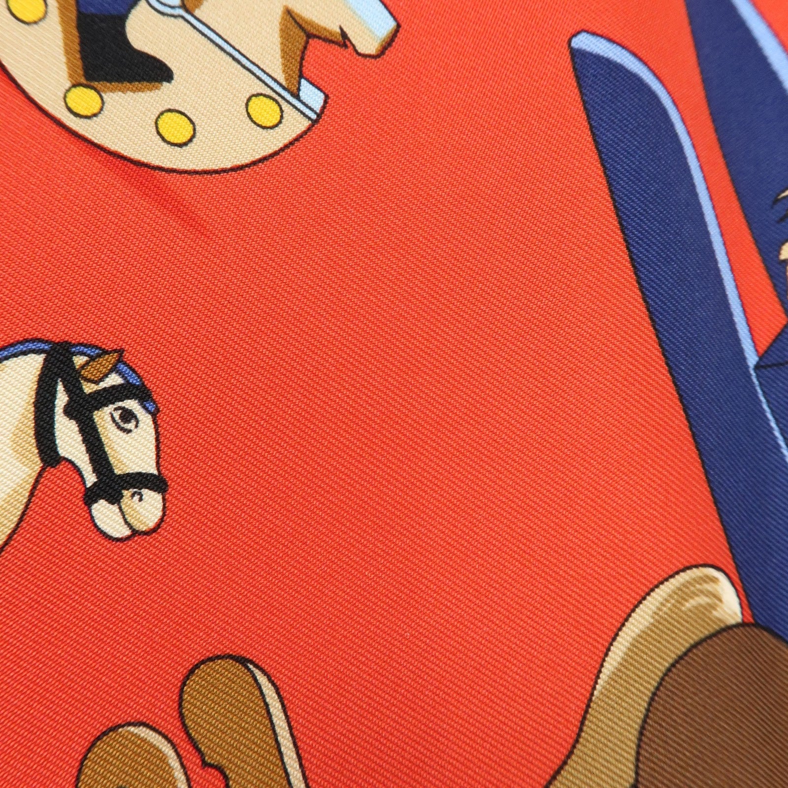 HERMES Carre 90 Silk 100% Scarf Raconte moi le cheval Red Navy
