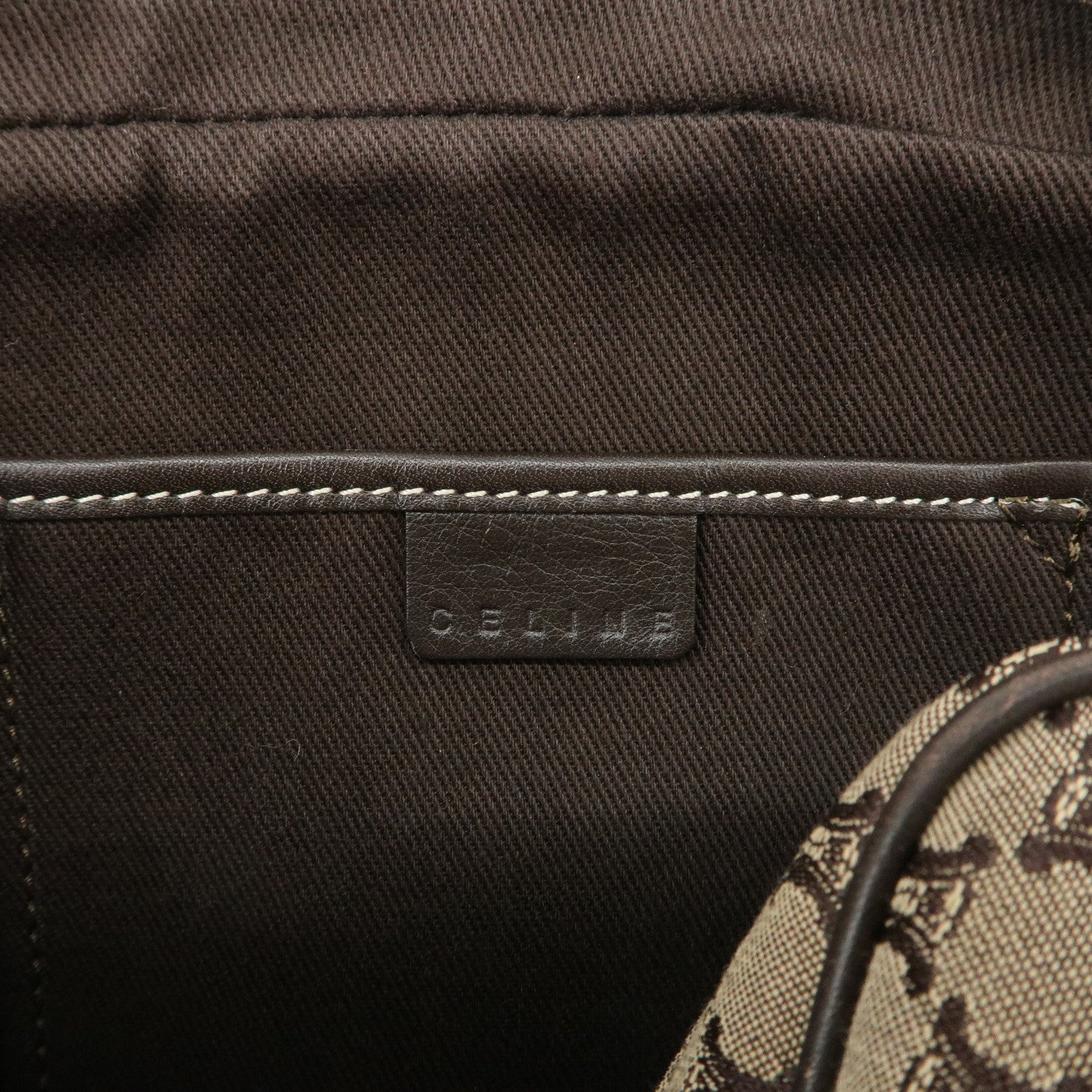 CELINE Macadam Canvas Leather Shoulder Bag Crossbody Bag Brown