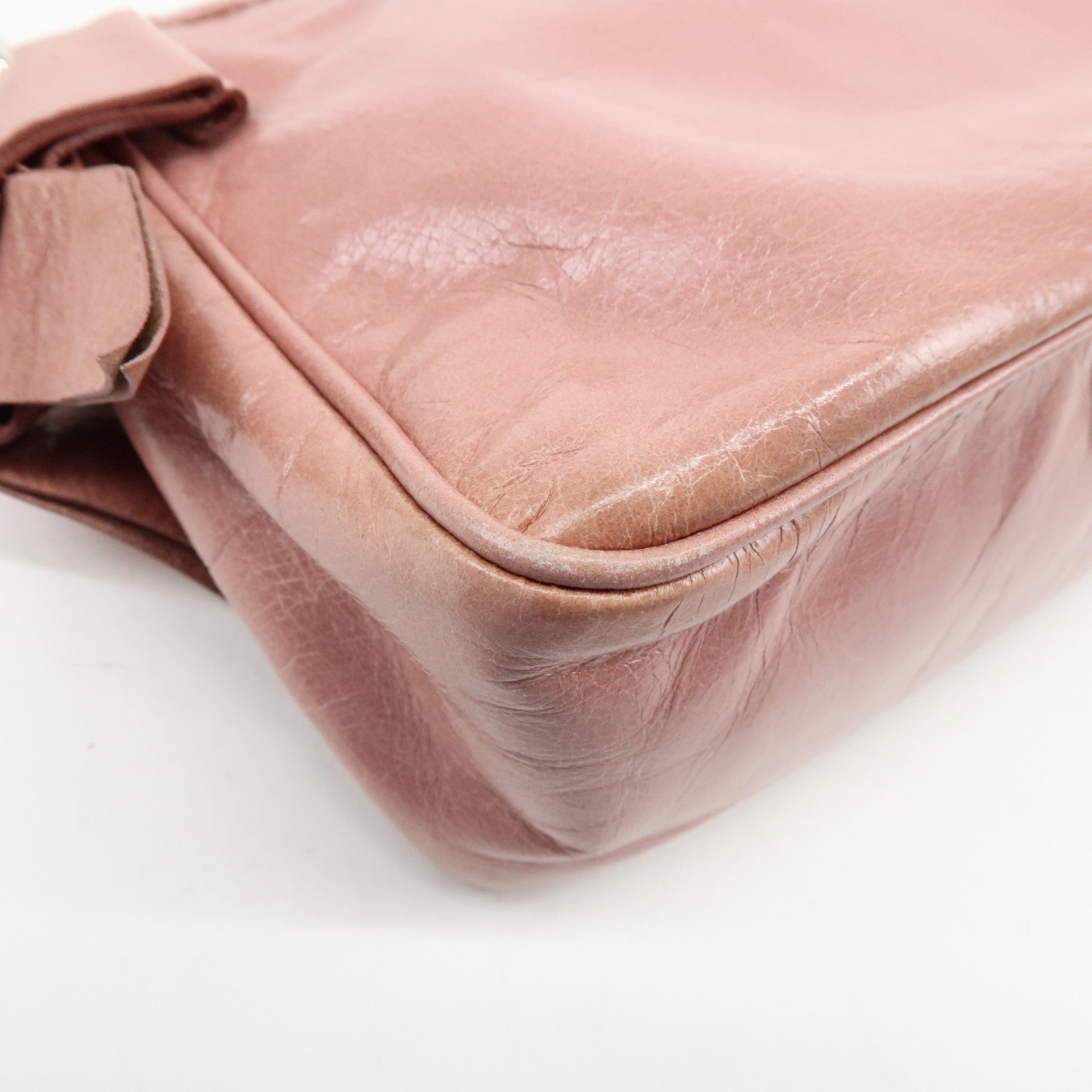 MIU MIU Side Ribbon Leather Shoulder Bag Hand Bag Pink RR1892