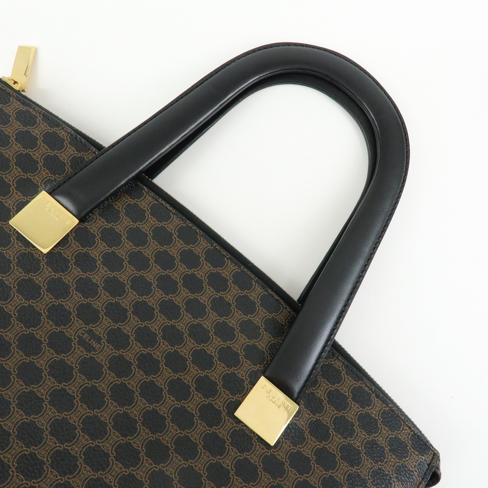 CELINE Macadam PVC Leather 2Way Bag Hand Bag Shoulder Bag Brown