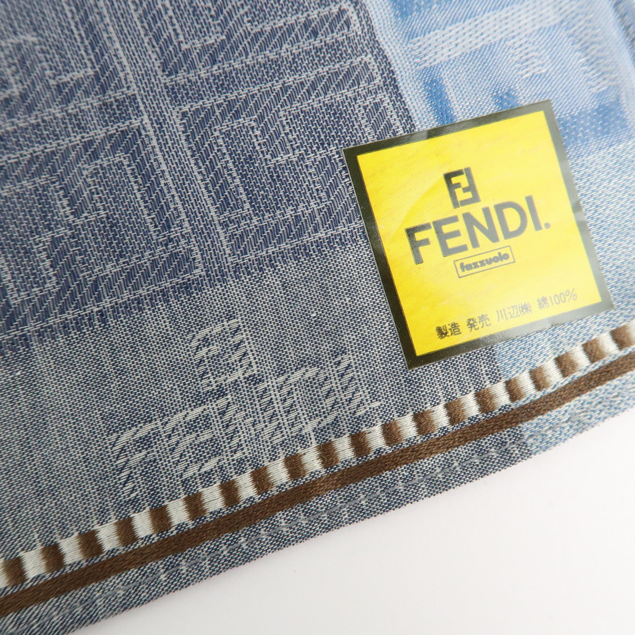 FENDI Set of 5 Cotton 100% Handkerchief Brown Black Navy Used