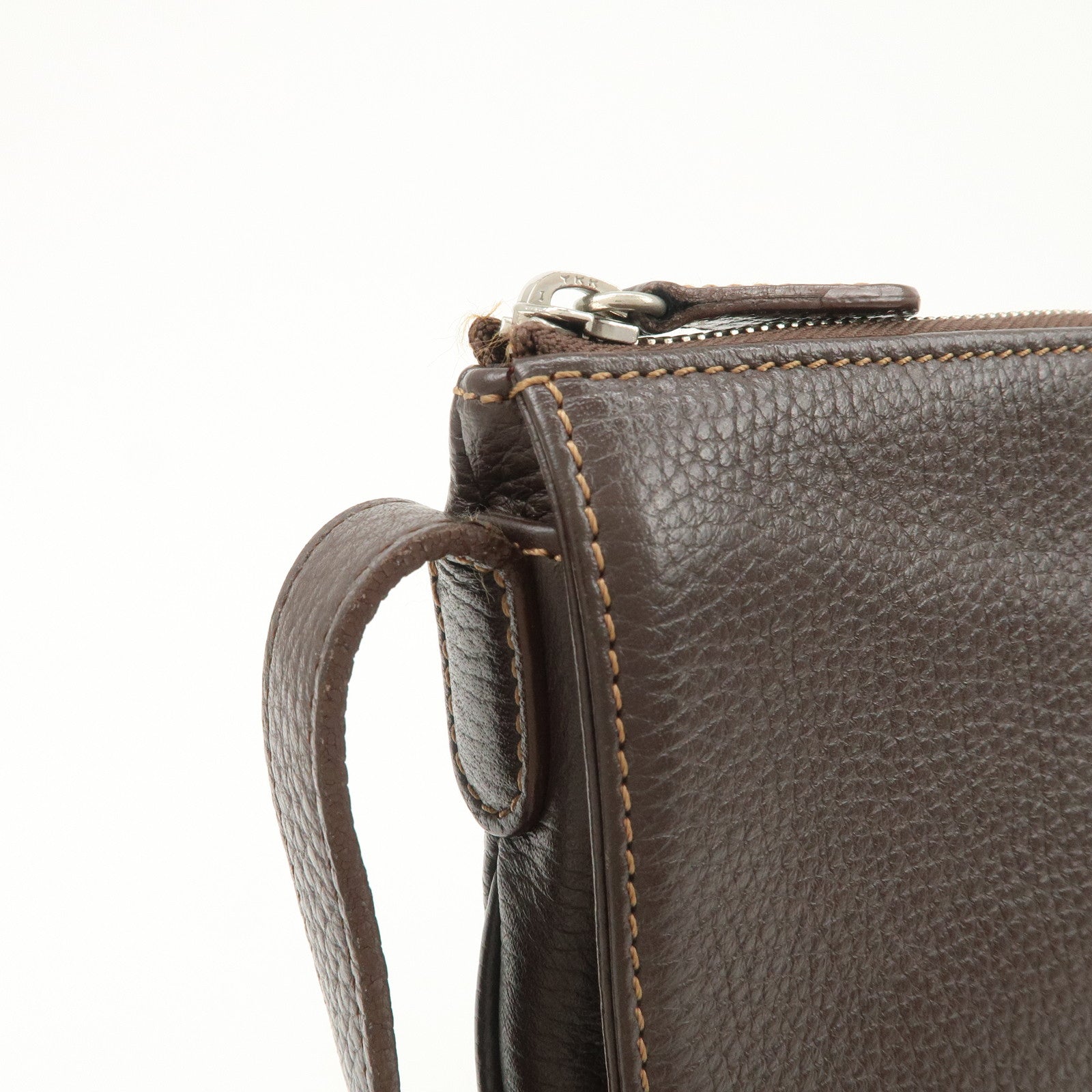 LOEWE Senda Logo Leather Shoulder Bag Crossbody Bag Brown