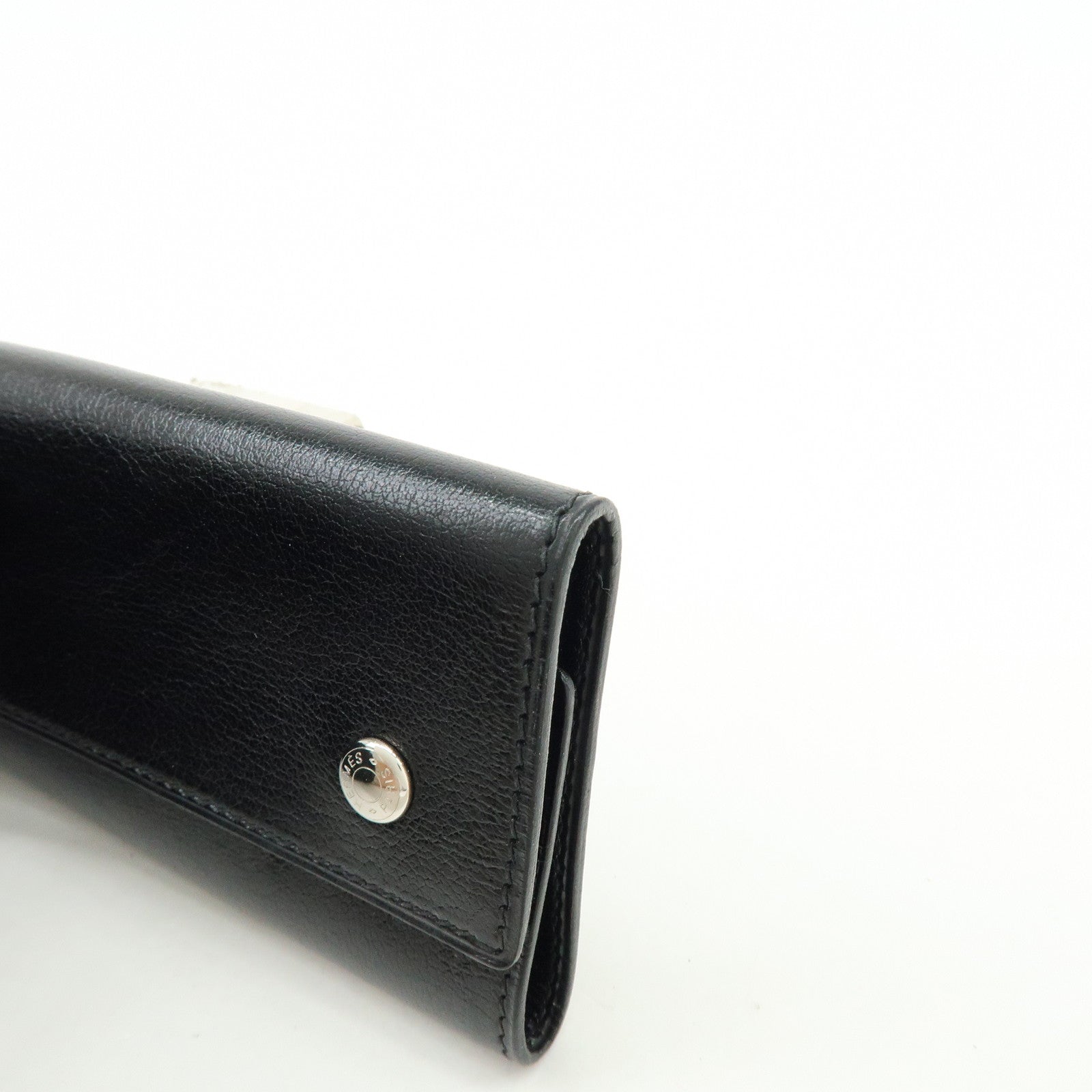 HERMES Serie Etui Cle 4 Box Calf Leather F Stamped Key Case Black
