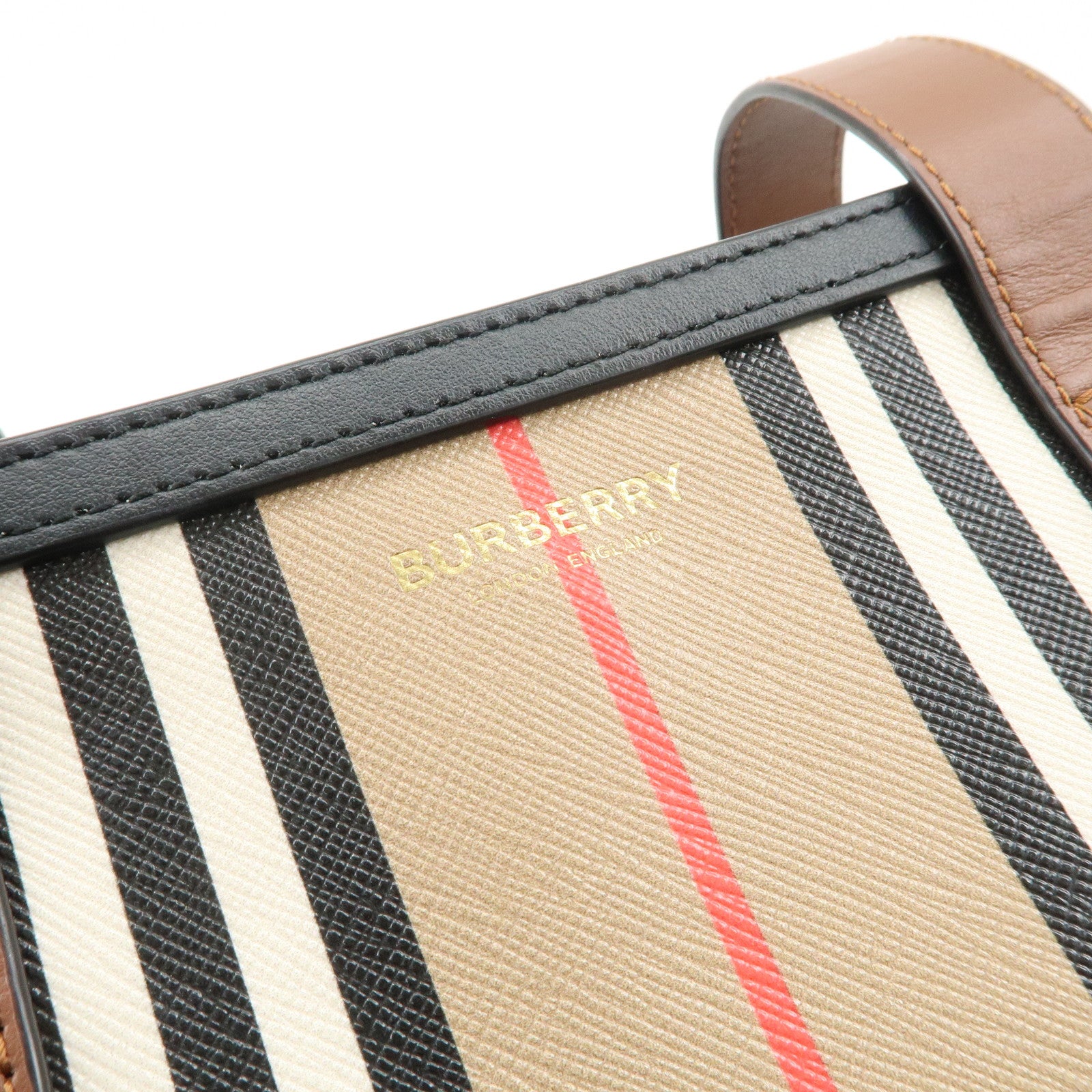 BURBERRY PVC Leather Tote Bag Shoulder Bag Beige Brown