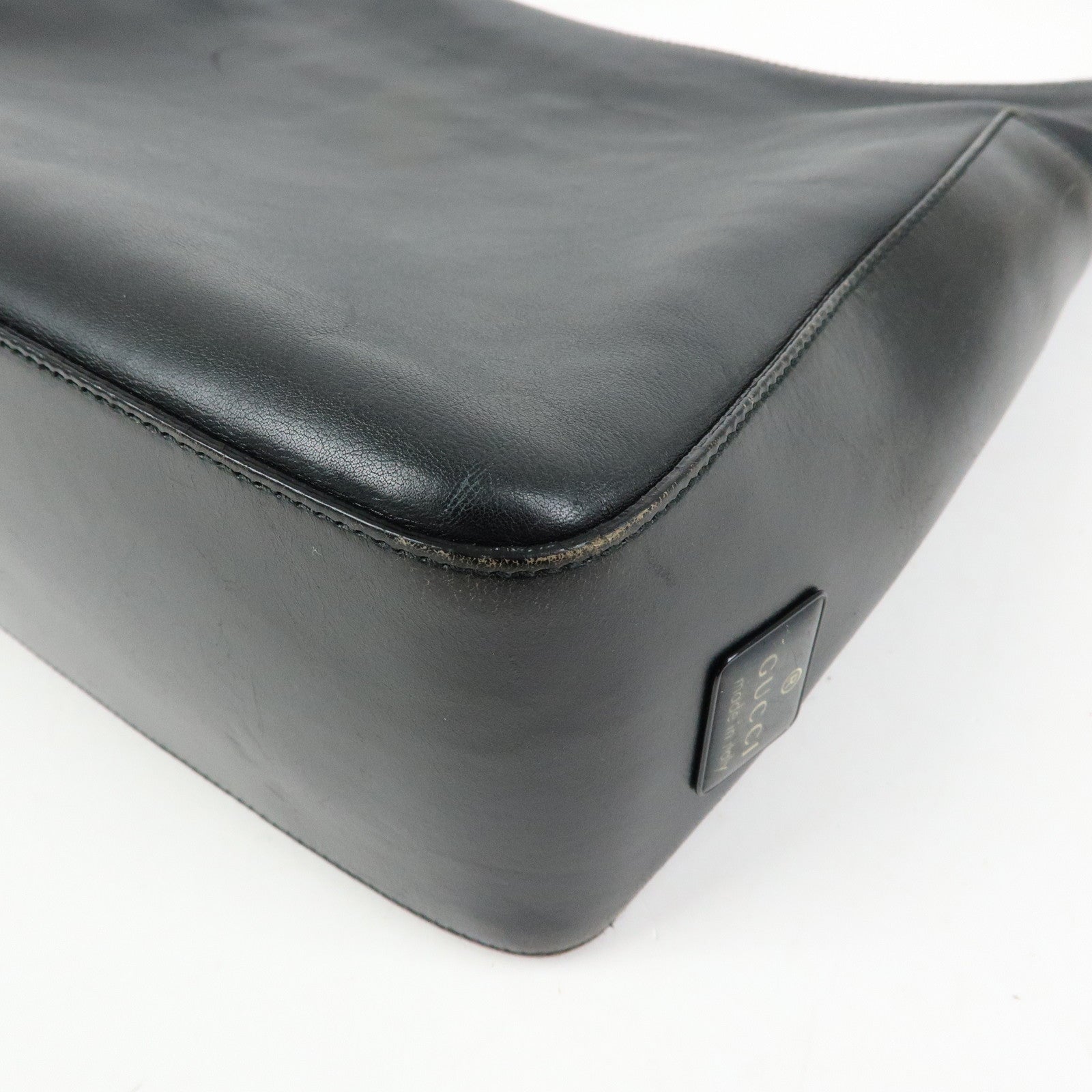 GUCCI Logo Leather Shoulder Bag Hand Bag Black 001.3766