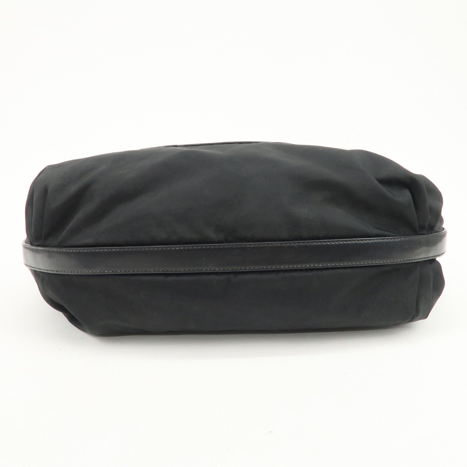 PRADA Logo Nylon Leather Shoulder Bag Hand Bag Black BR3287