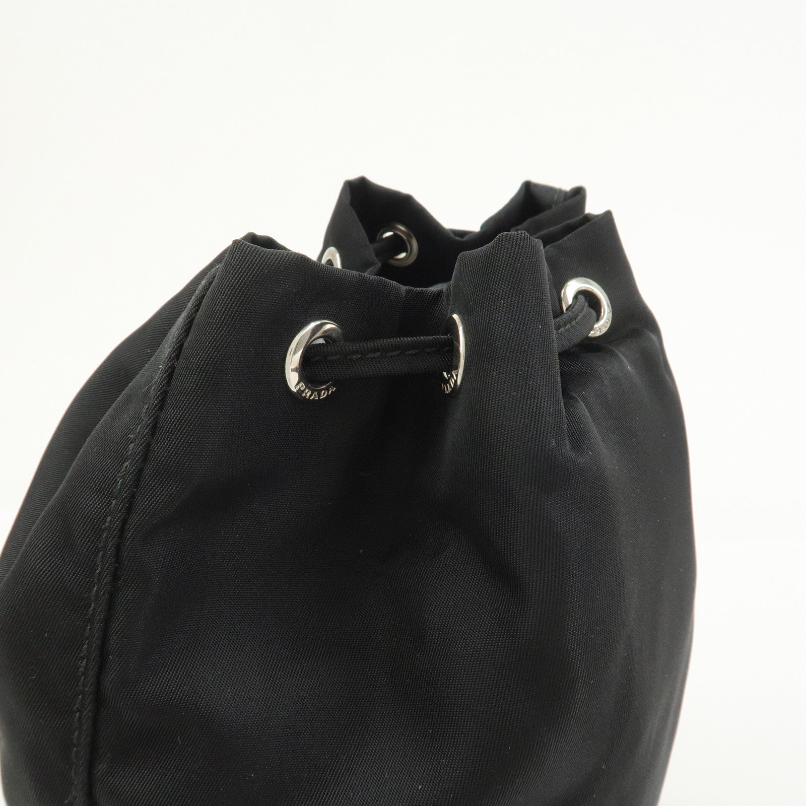 PRADA Nylon Saffiano Leather Cosmetic Makeup Pouch Black 1NA369