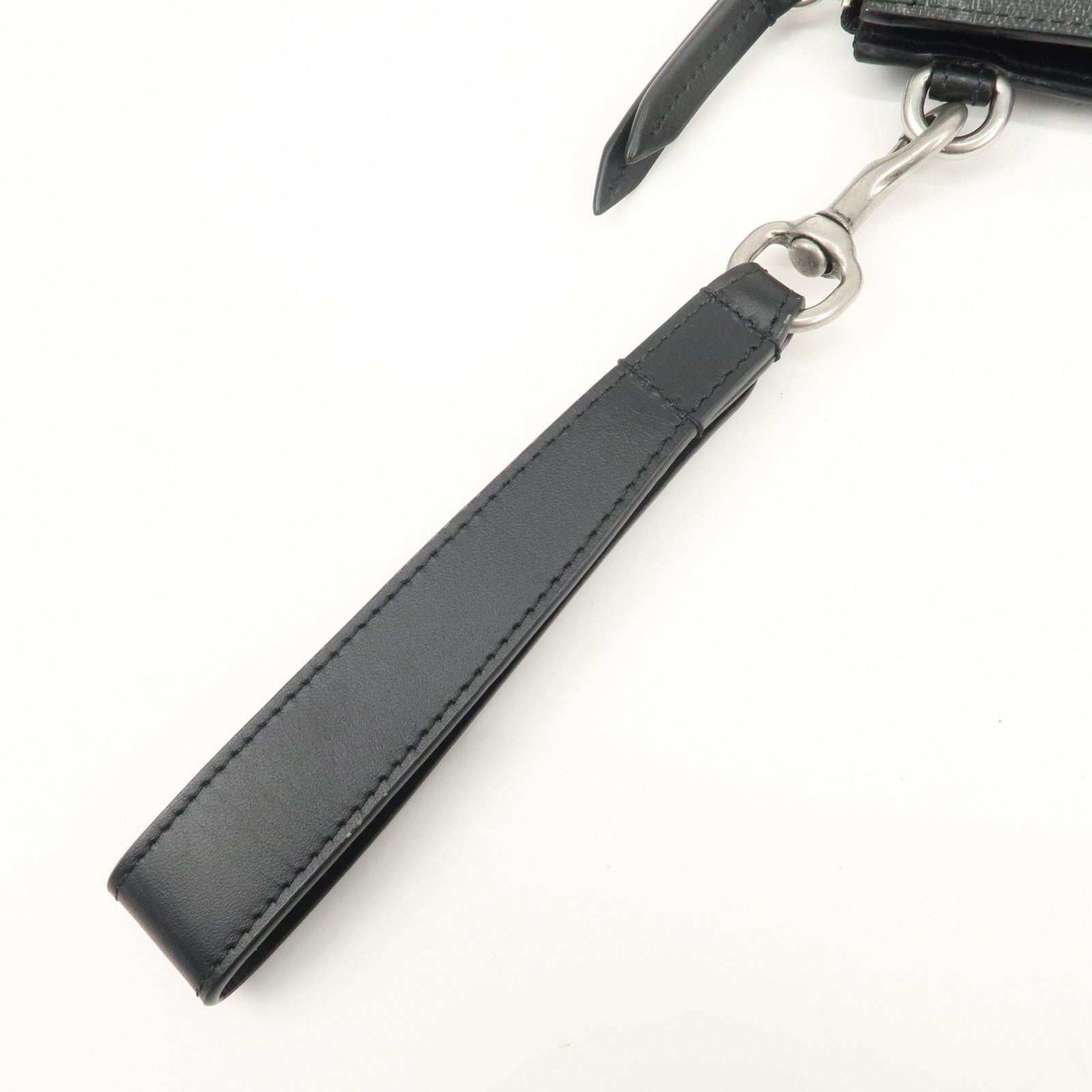 GUCCI Leather GG Supreme King Snake Clutch Bag Black Gray 473904 Used