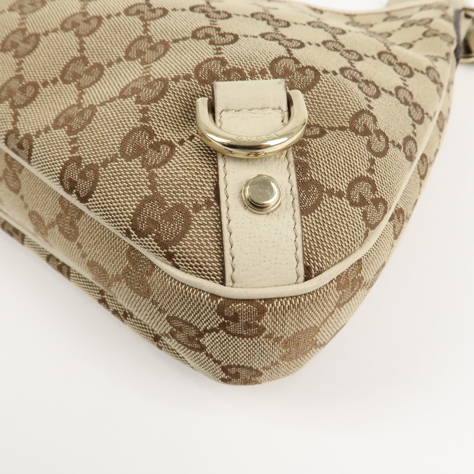 GUCCI Abbey GG Canvas Leather Shoulder Bag Beige Ivory 130738 Used