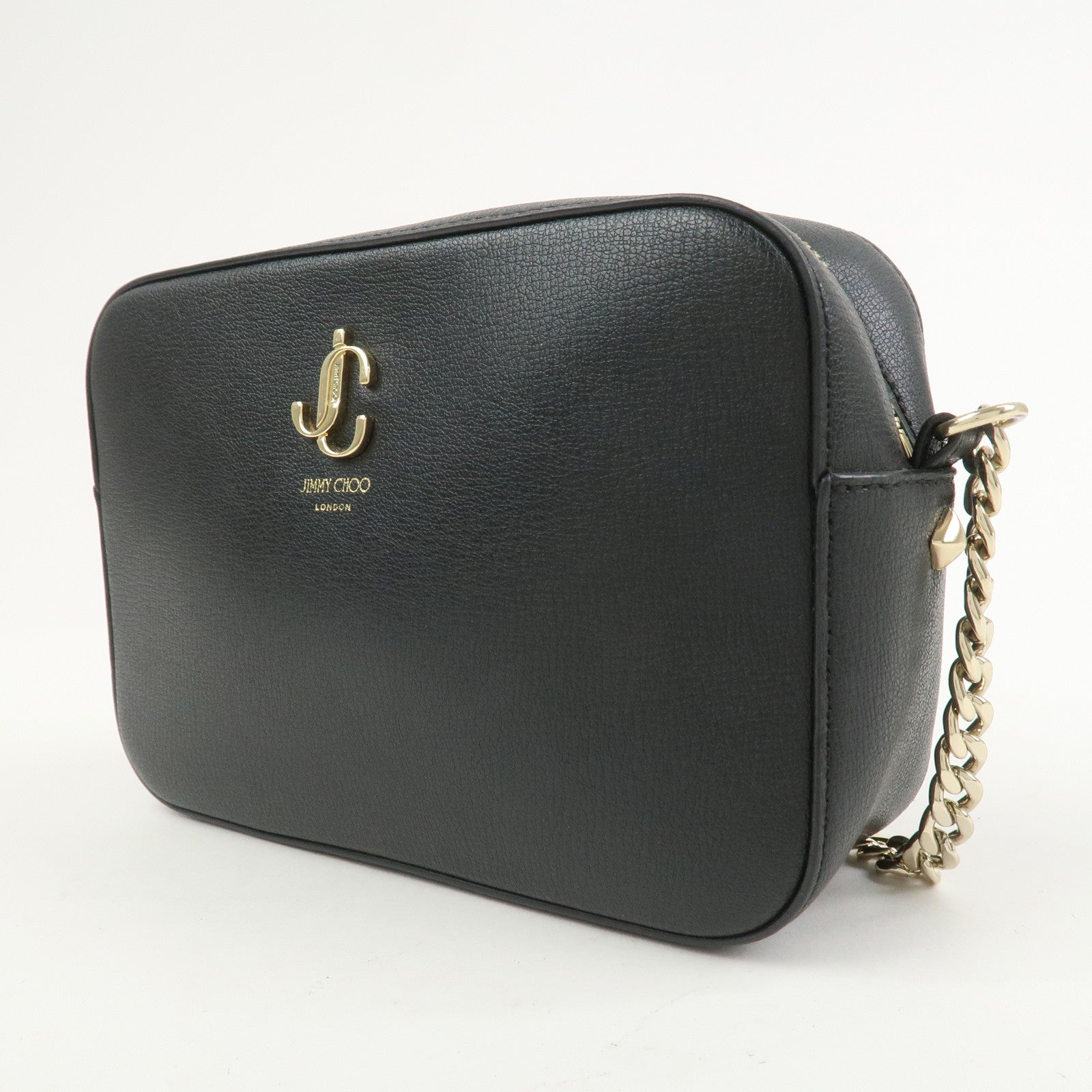 JIMMY CHOO Leather Shoulder Crossbody Bag KIMI Camera Bag Black