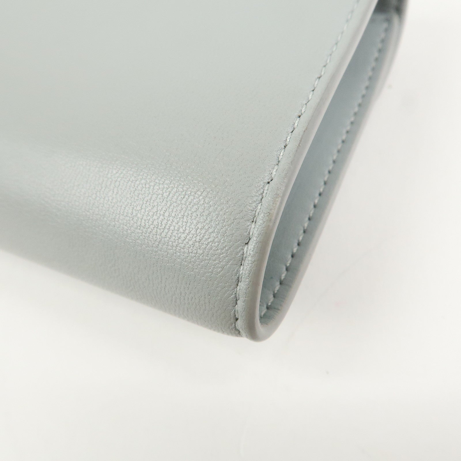 CELINE Triomphe Leather Tri-fold Falap Wallet Light Blue