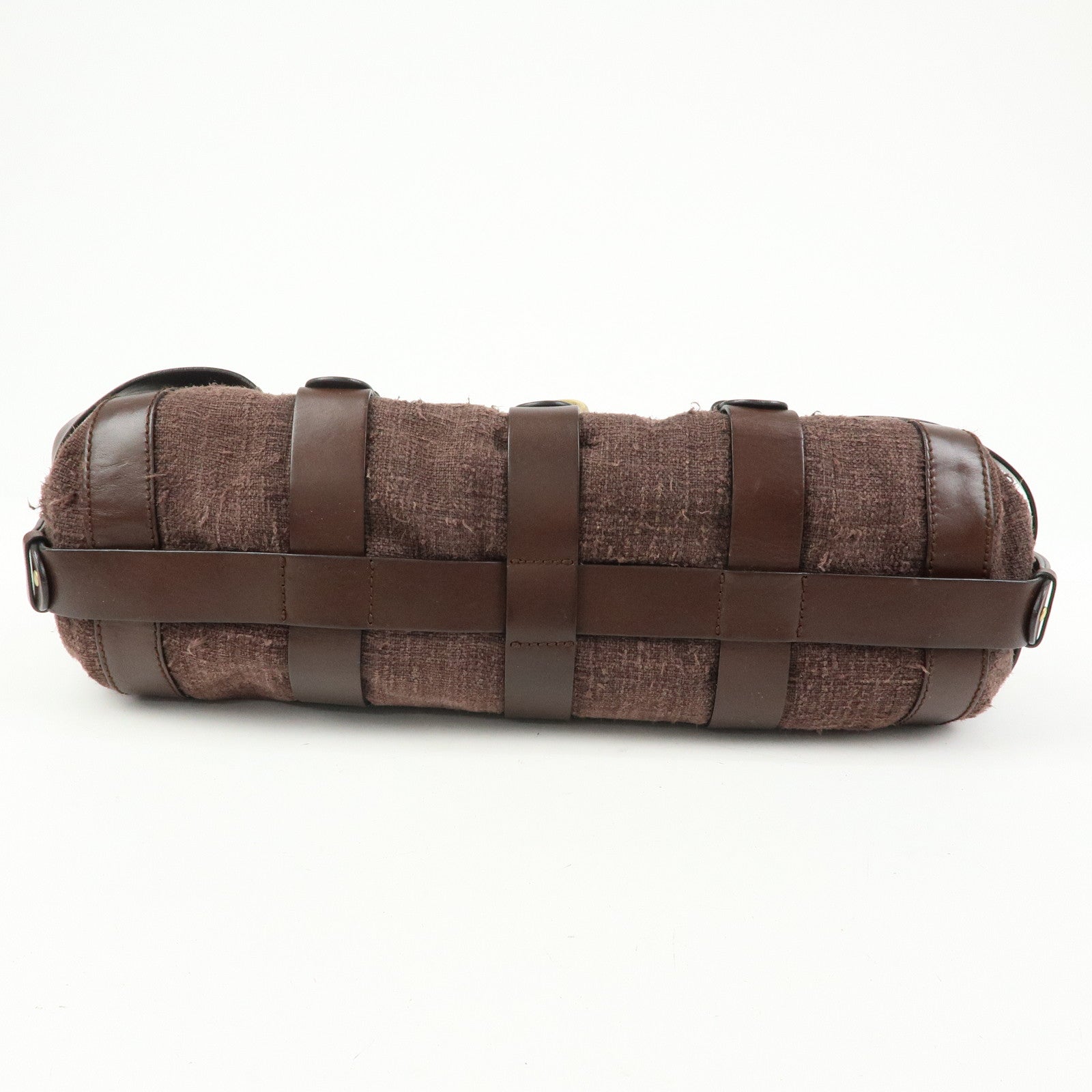 Chloe Kerala Canvas Leather Boston Bag Hand Bag Brown