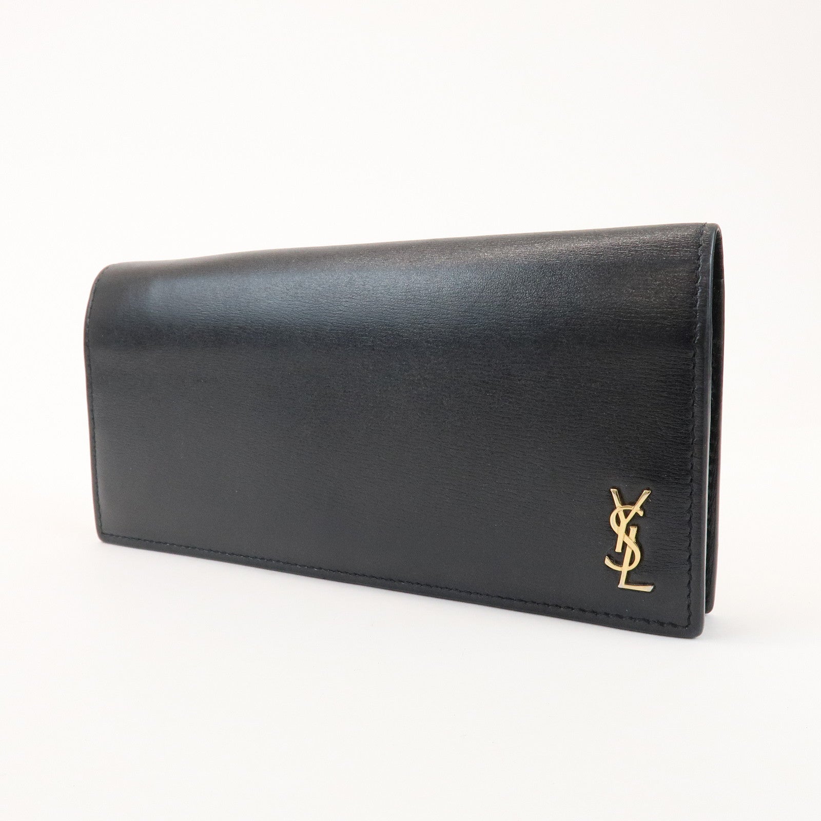 SAINT LAURENT PARIS Cassandra Leather SA Long Wallet Black 635542