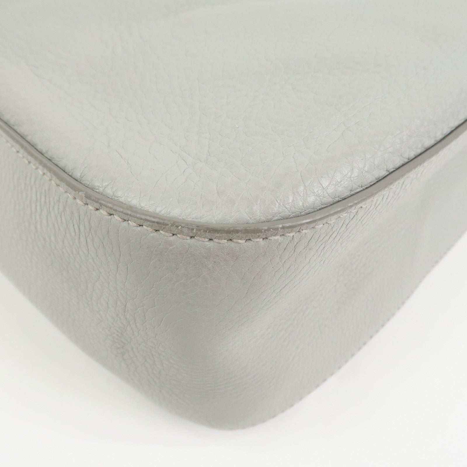 PRADA Logo Leather Shoulder Bag Hand Bag Gray 1BC013