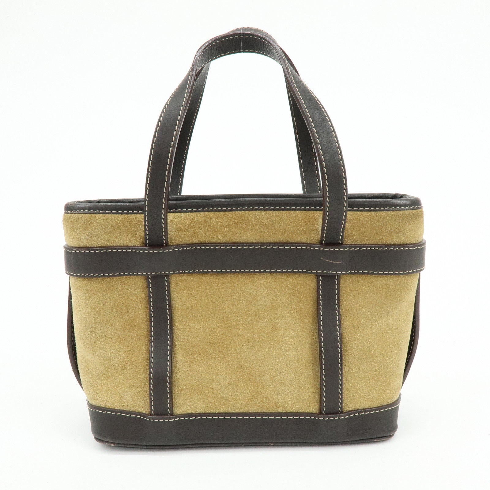 LOEWE Anagram Suede Calf Leather Hand Bag Tote Bag Brown