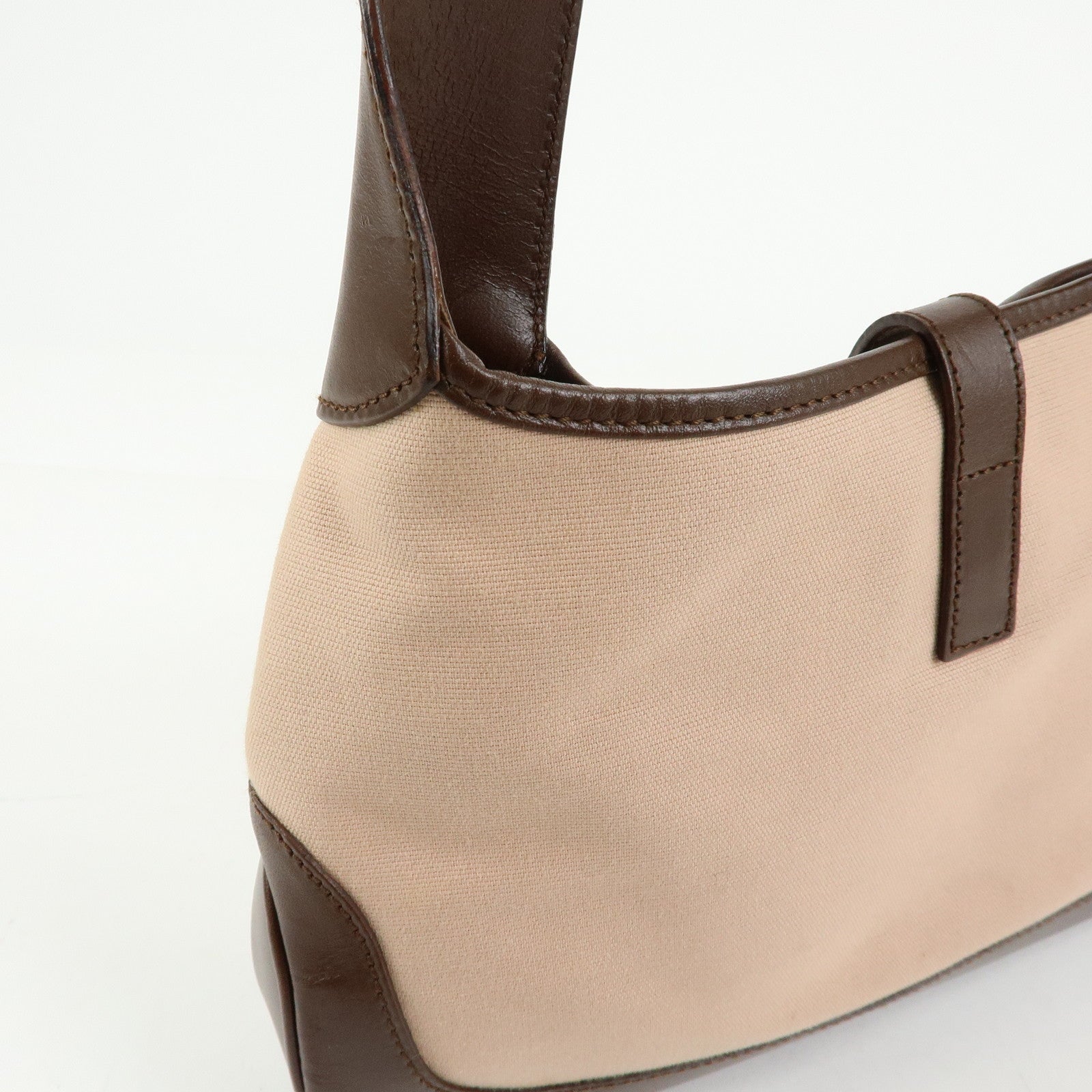 GUCCI Jackie Canvas Leather Shoulder Bag Pink Brown 001・3785
