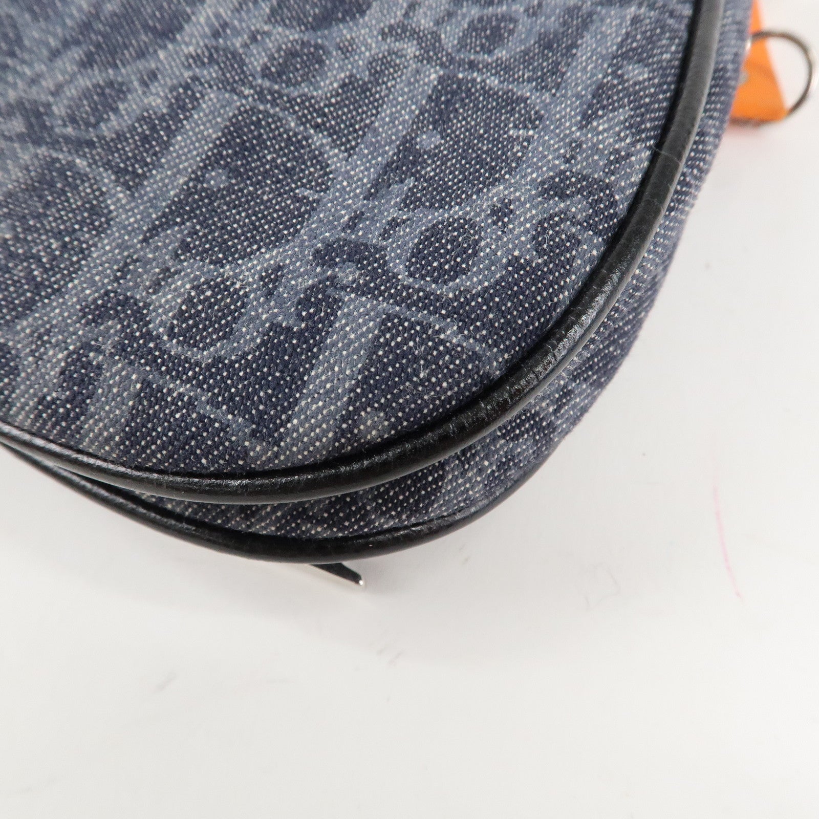 Christian Dior Flight Line Trotter Canvas Leather Shoulder Bag Denim Used