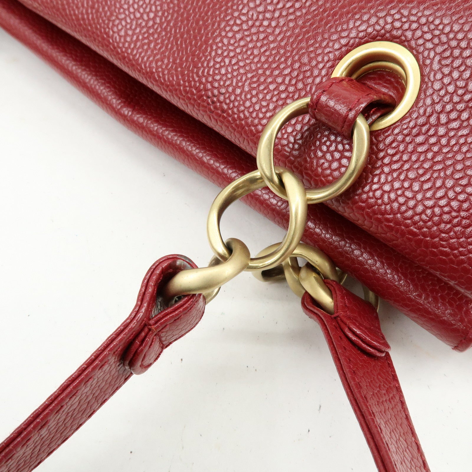 CHANEL Caviarskin Shoulder Bag Hand Bag Red