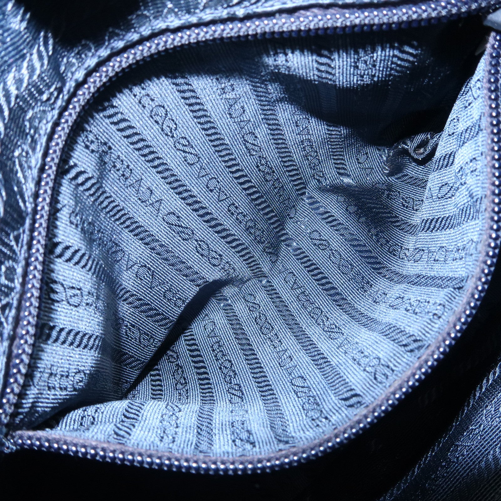 PRADA Triangle Logo Nylon Leather Shoulder Bag Crossbody Bag Navy