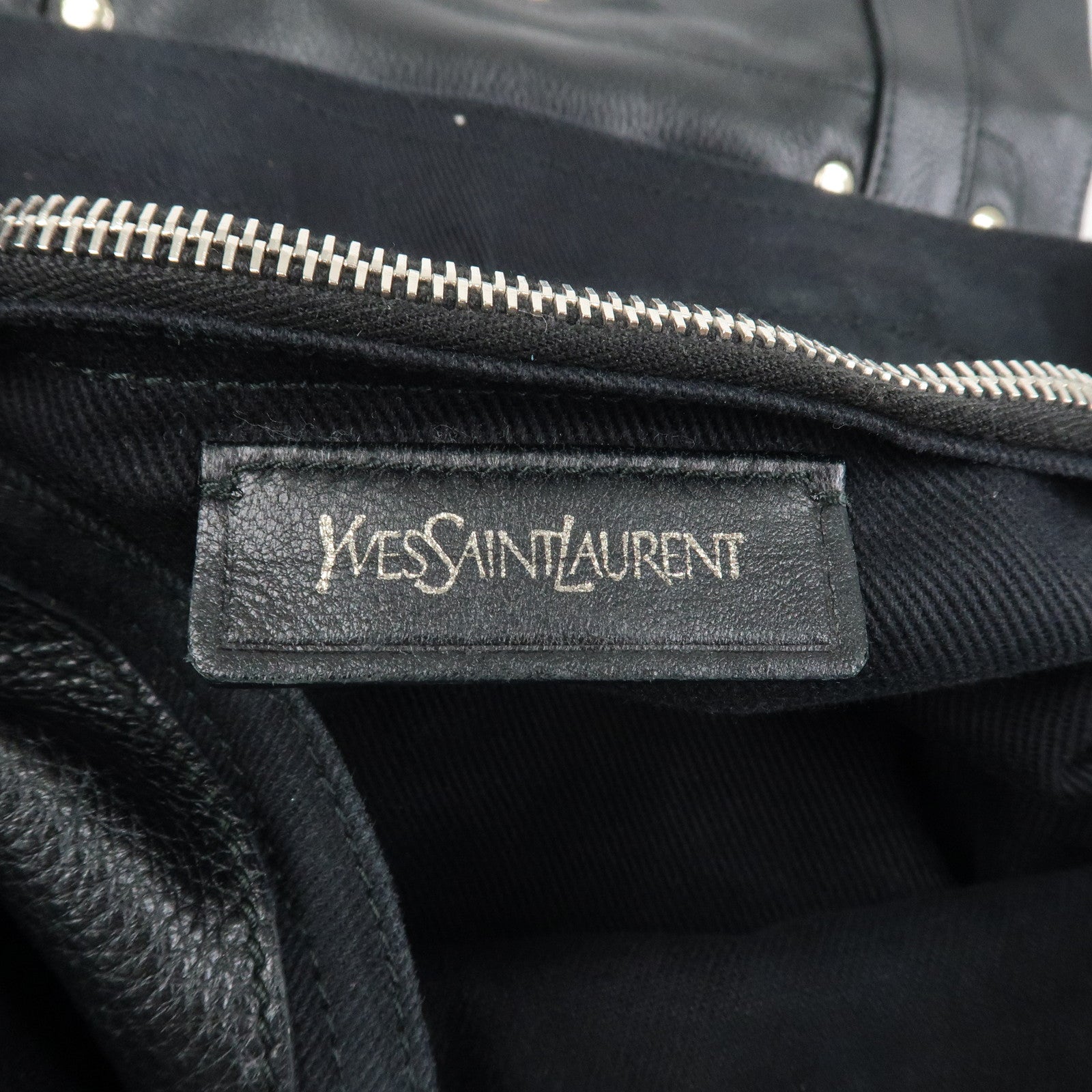 SAINT LAURENT PARIS Leather Canvas Muse Two Hand Shoulder Bag Black