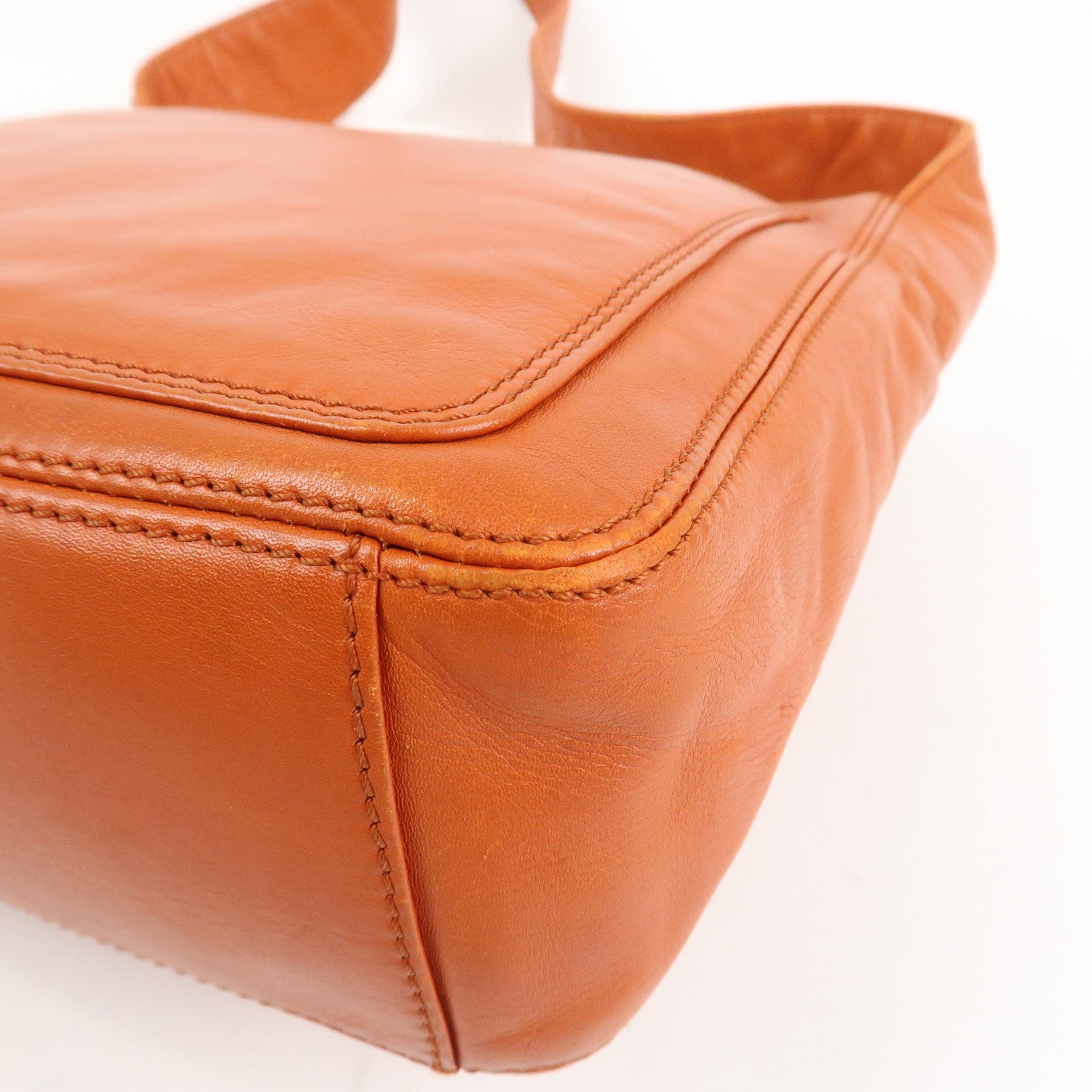 CHANEL COCO Mark Lamb Skin Shoulder Bag Orange