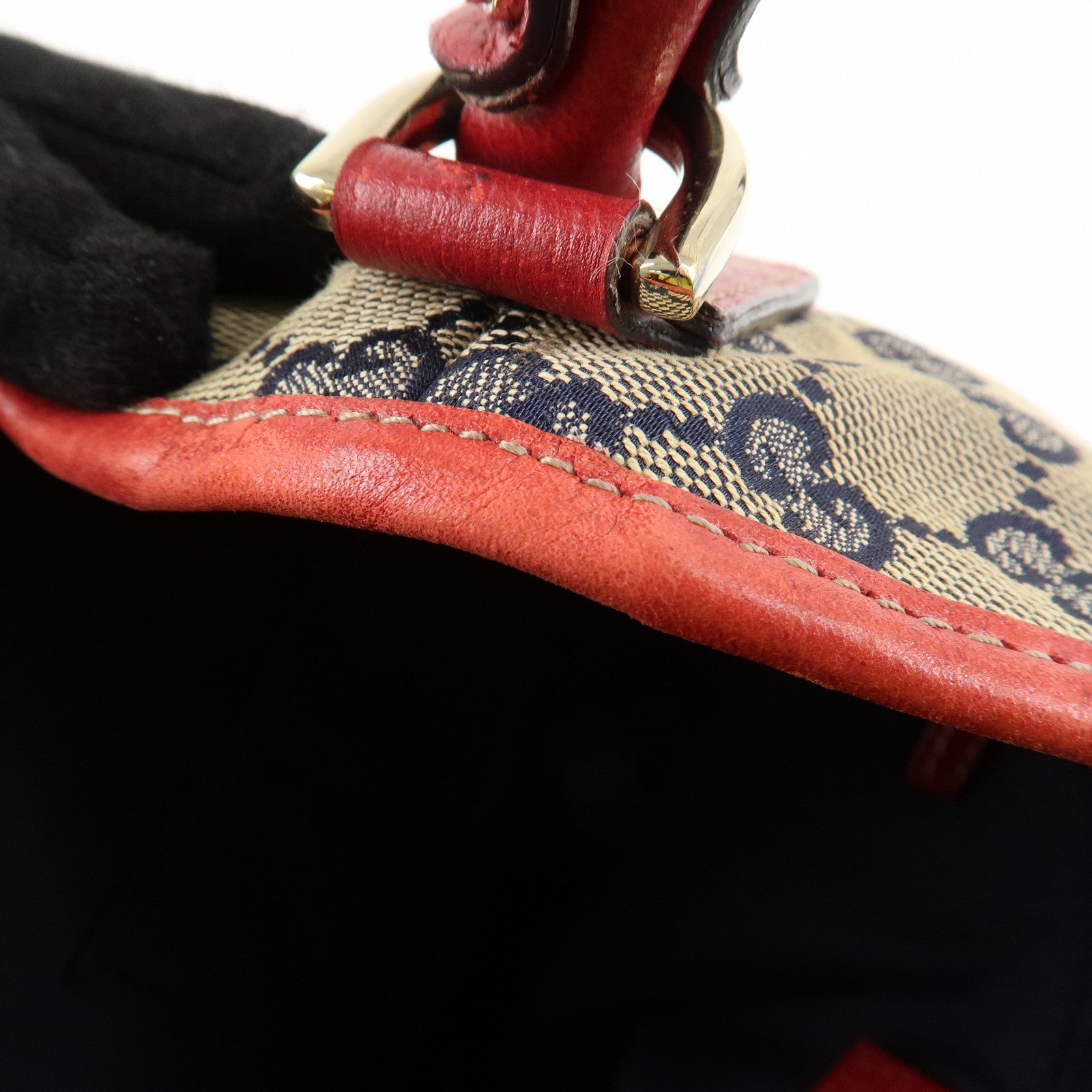 GUCCI Abbey GG Canvas Leather Shoulder Bag Hand Bag Beige Red 130738 Used