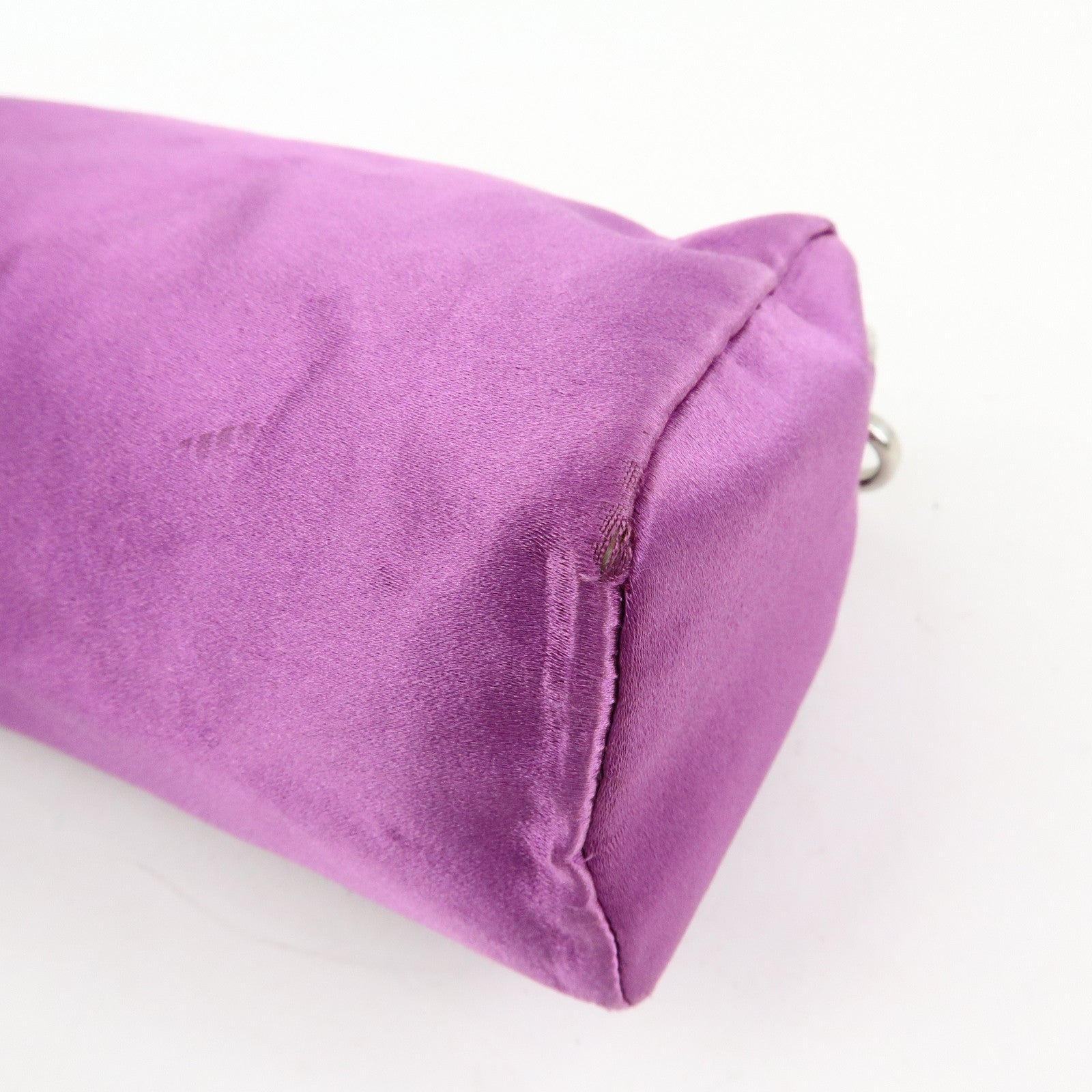 PRADA Triangle Logo Satin Mini Hand Bag Pochette Pouch Purple