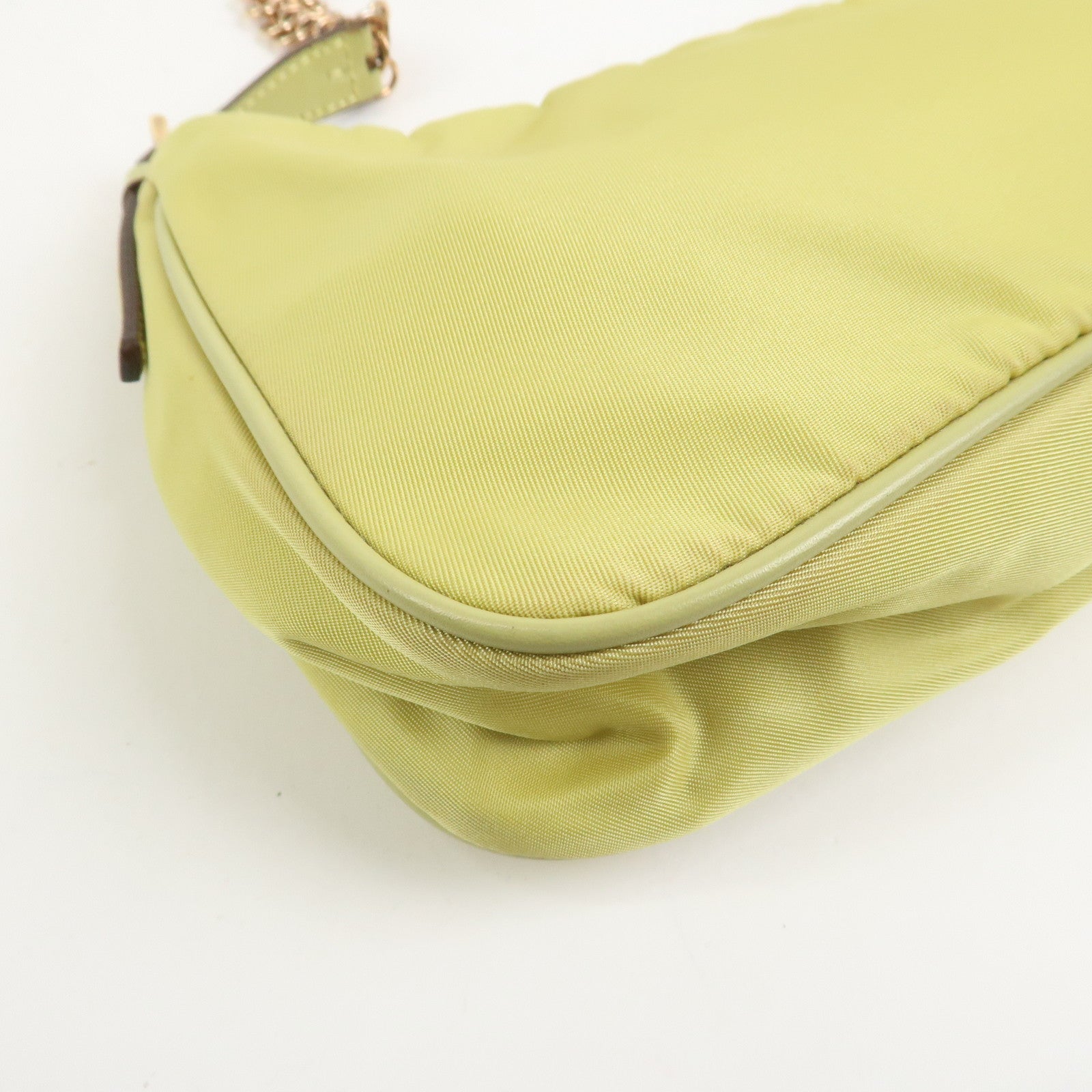 PRADA Triangle Logo Nylon Leather Shoulder Bag Yellow BR0107