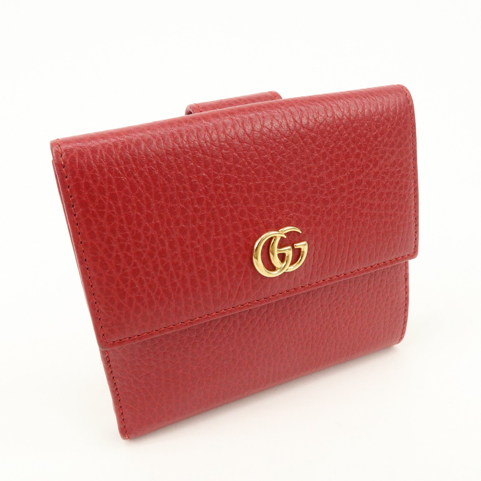 GUCCI GG Marmont Leather Bi-Fold Wallet Castilian Red 456122