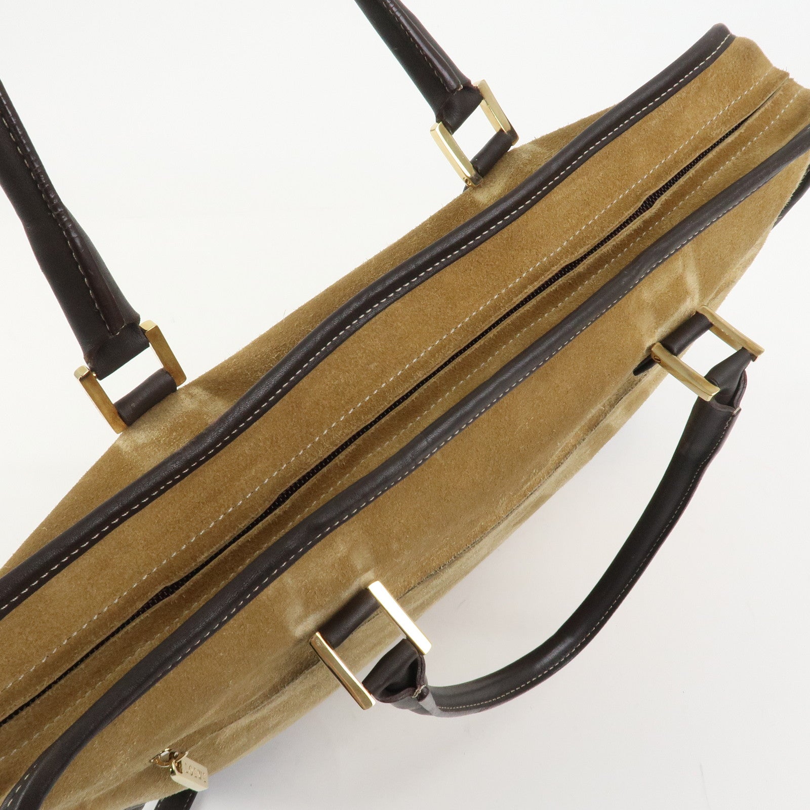 LOEWE Anagram Amazona 40 Suede Leather 2Way Bag Hand Bag Brown