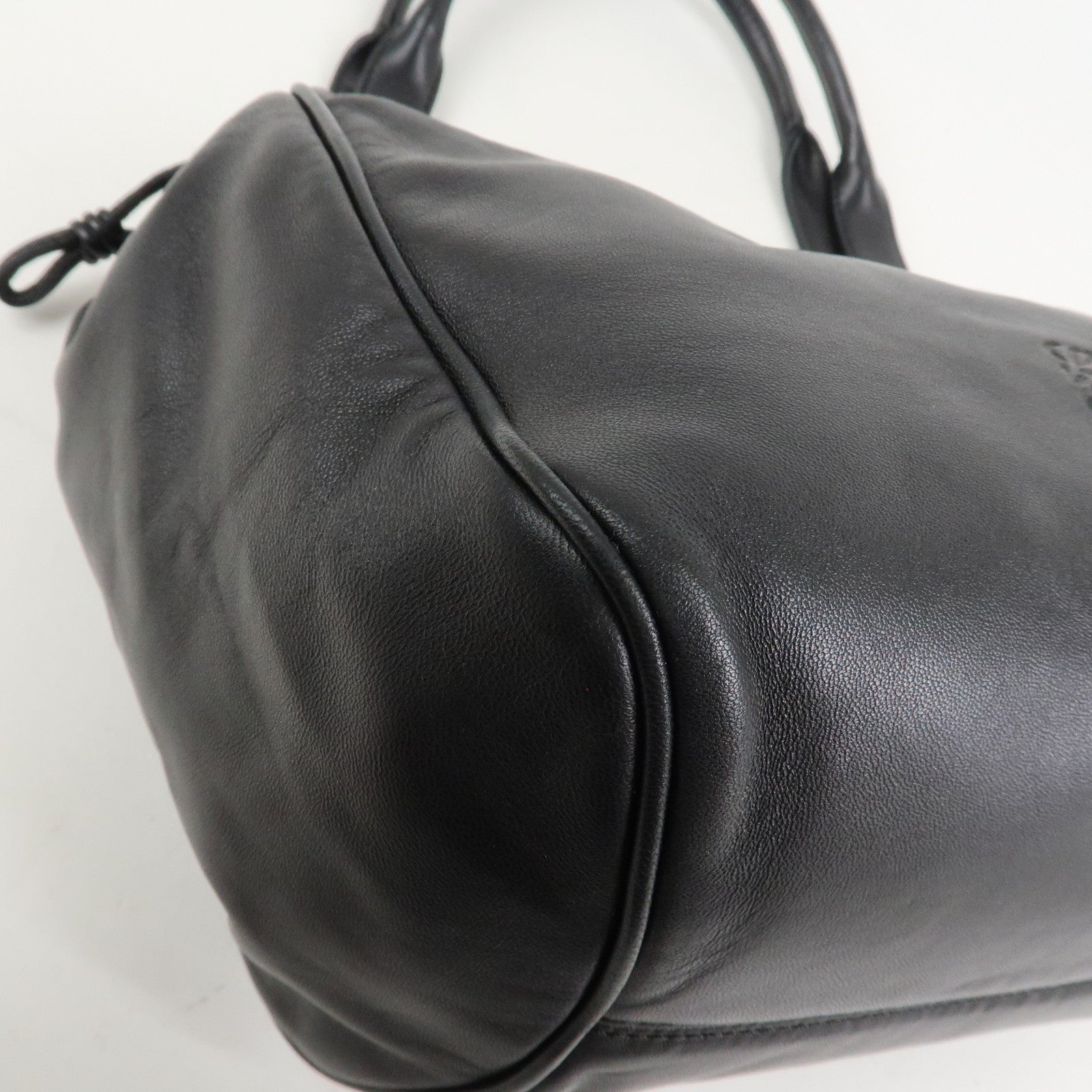 LOEWE Anagram Nappa Leather Hand Bag Drawstring Bag Black