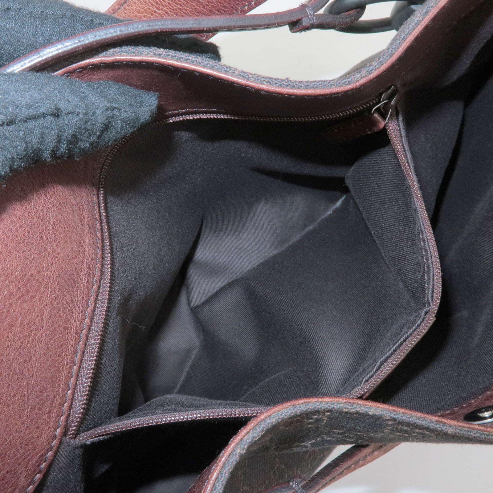 GUCCI Horsebit GG Monogram Leather Shoulder Bag Dark Brown 17325